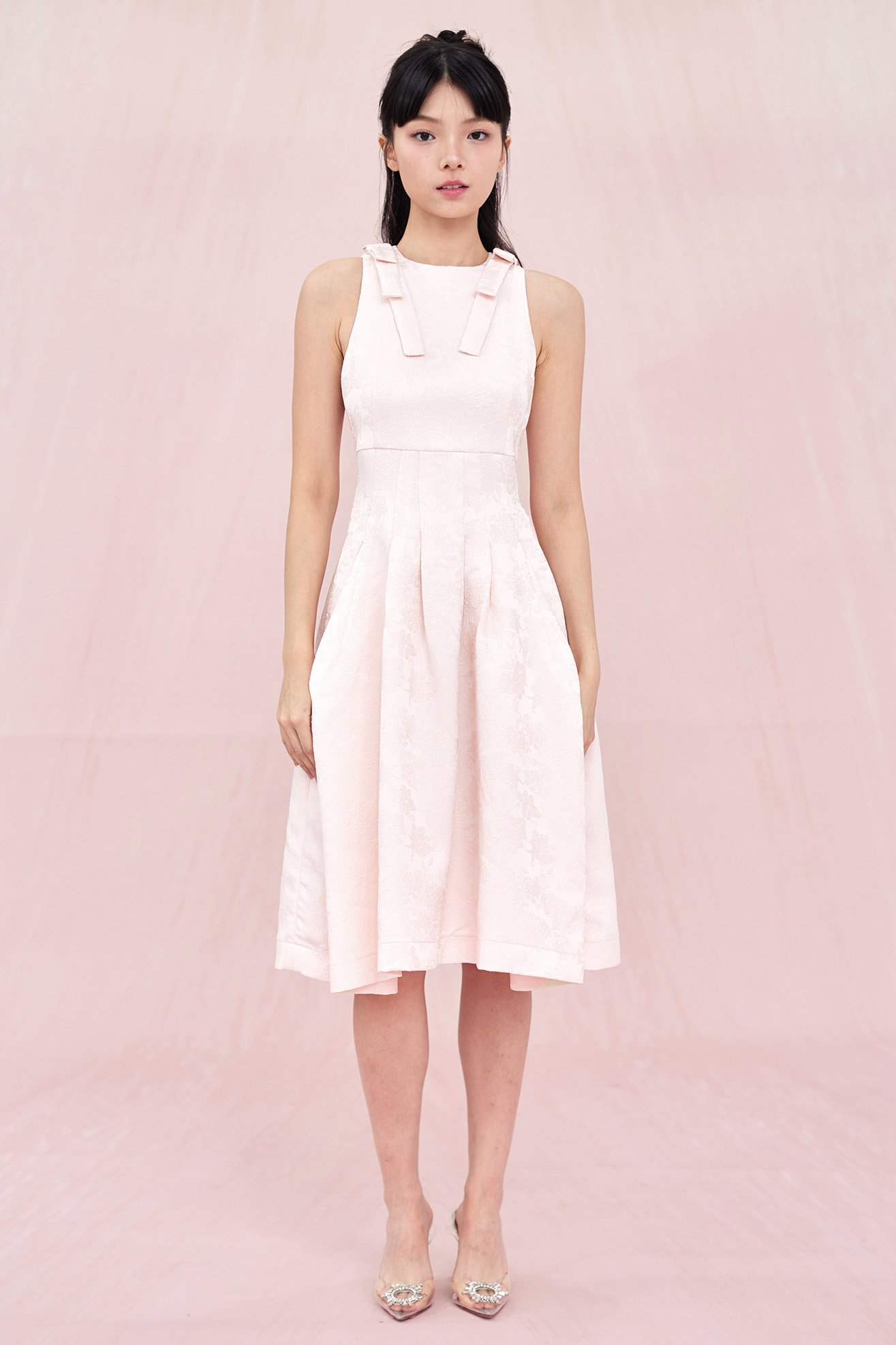 Asceline Pink Jacquard Dress