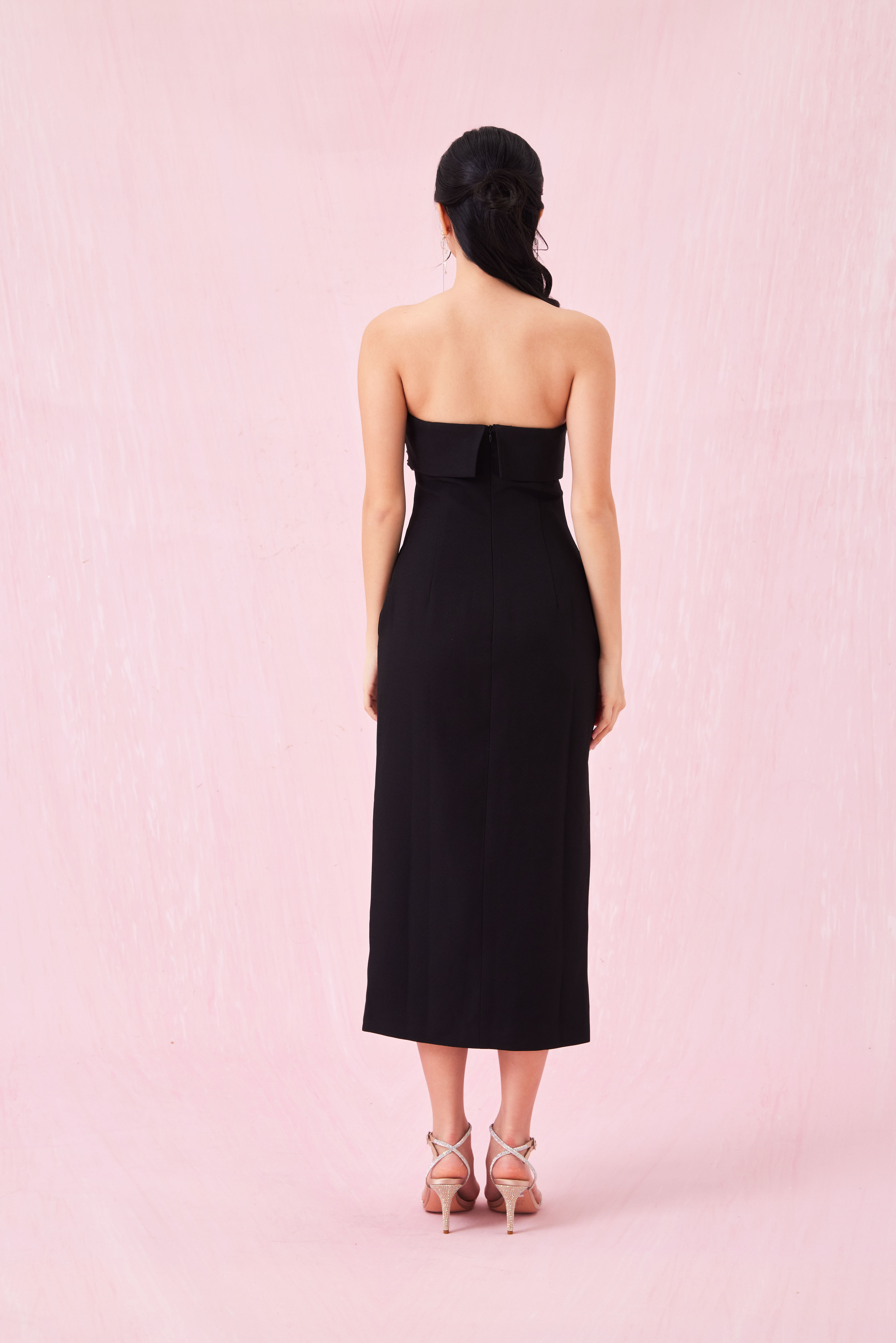 Brier Black Midi Tube Dress