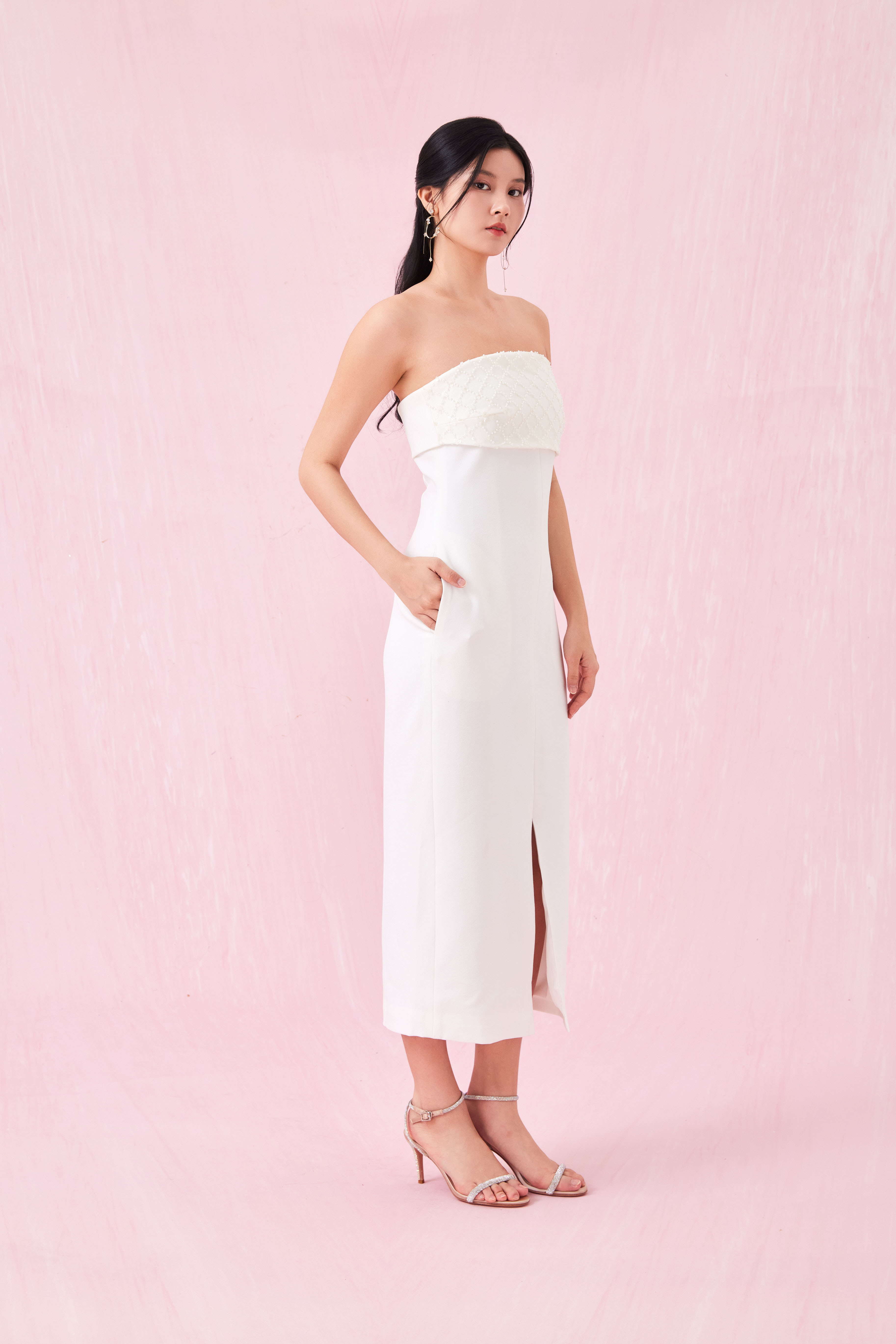 Brier White Midi Tube Dress