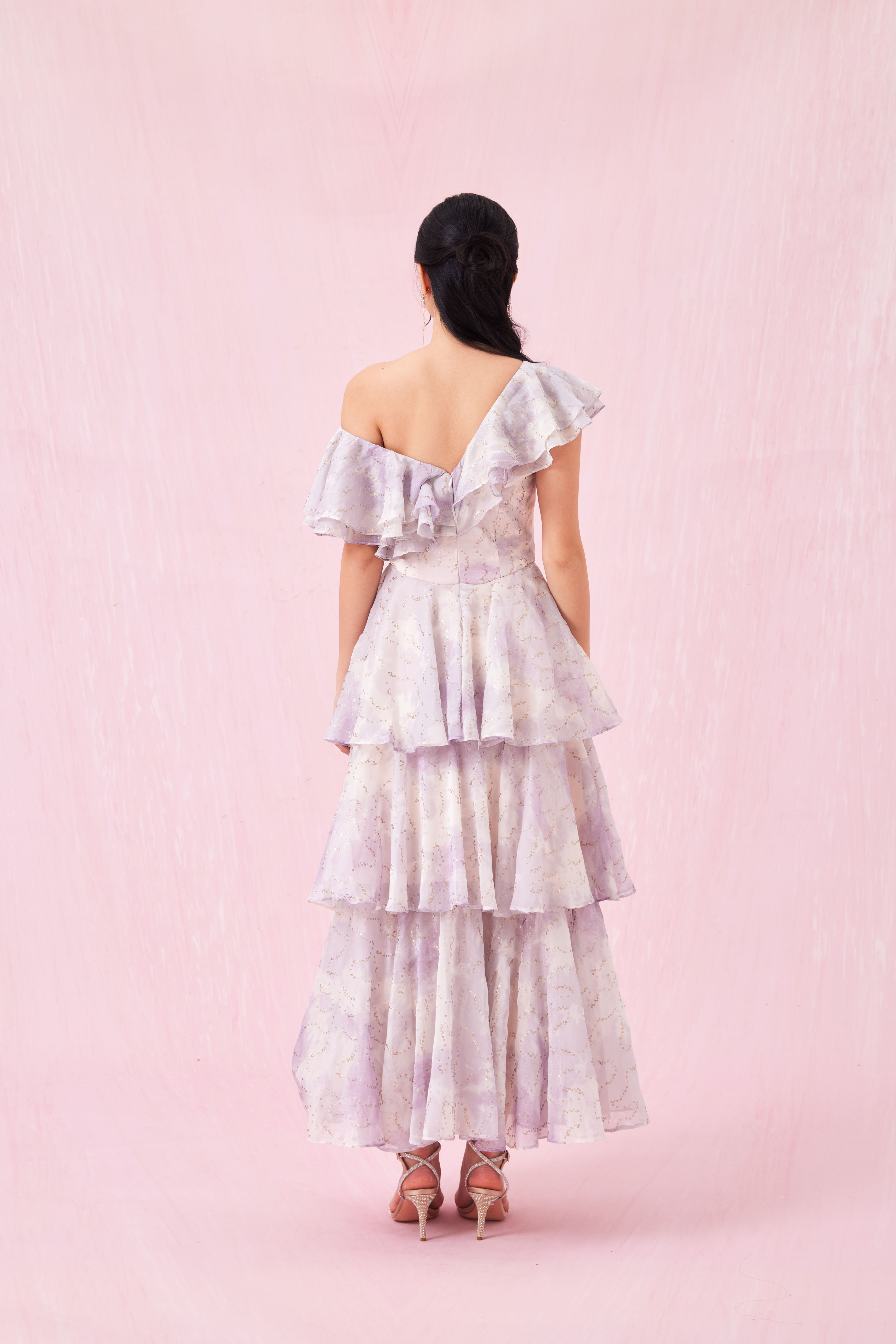 Gini Purple Sequin Tier Dress