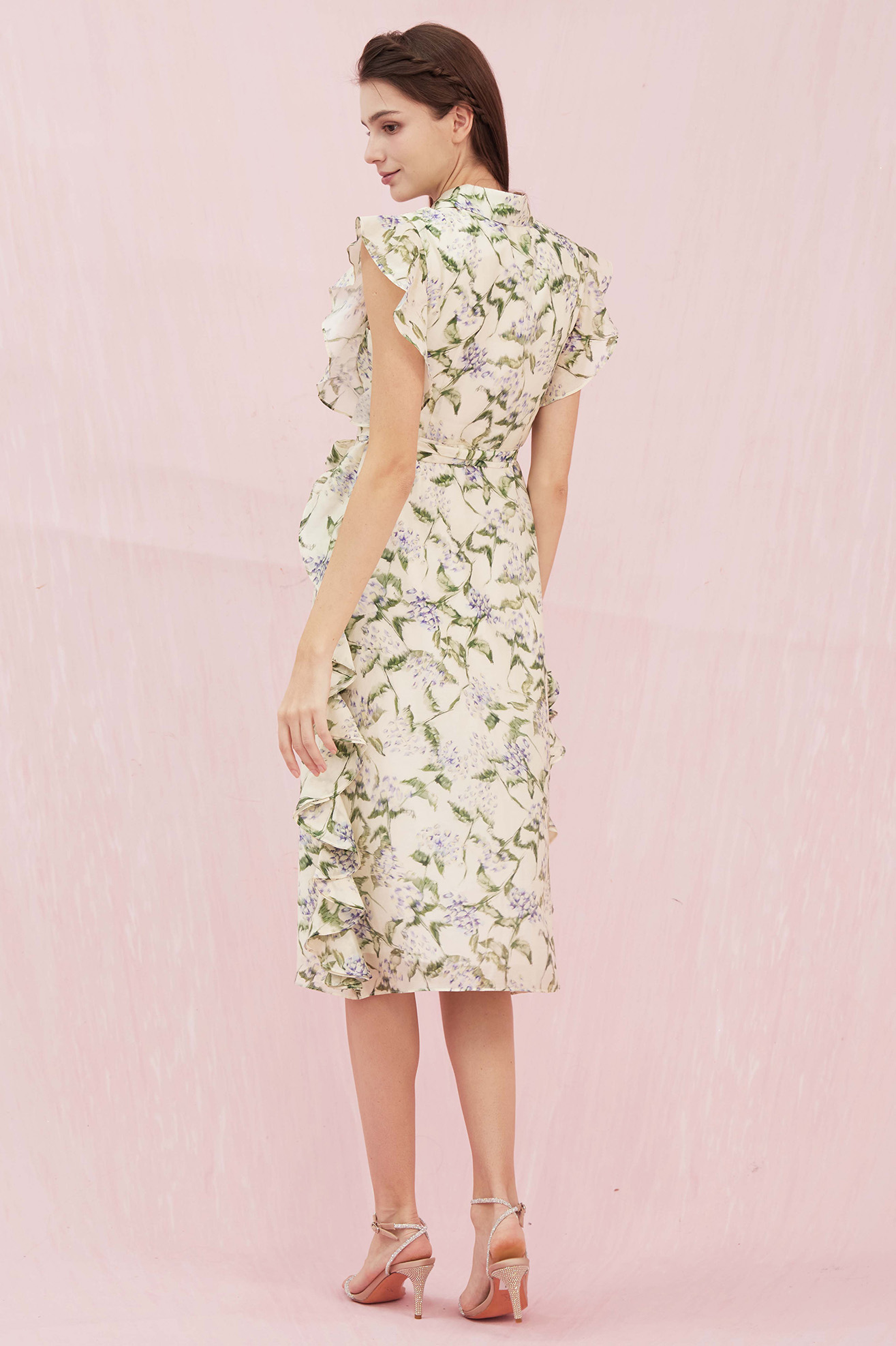 Genisis Ruffle Floral Printed Midi Dress