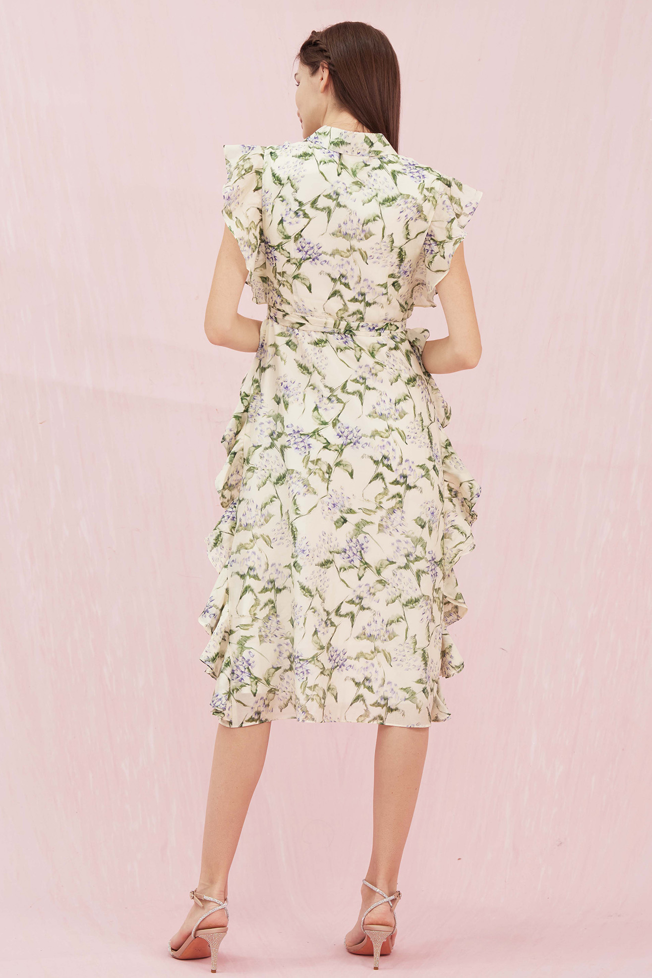 Genisis Ruffle Floral Printed Midi Dress
