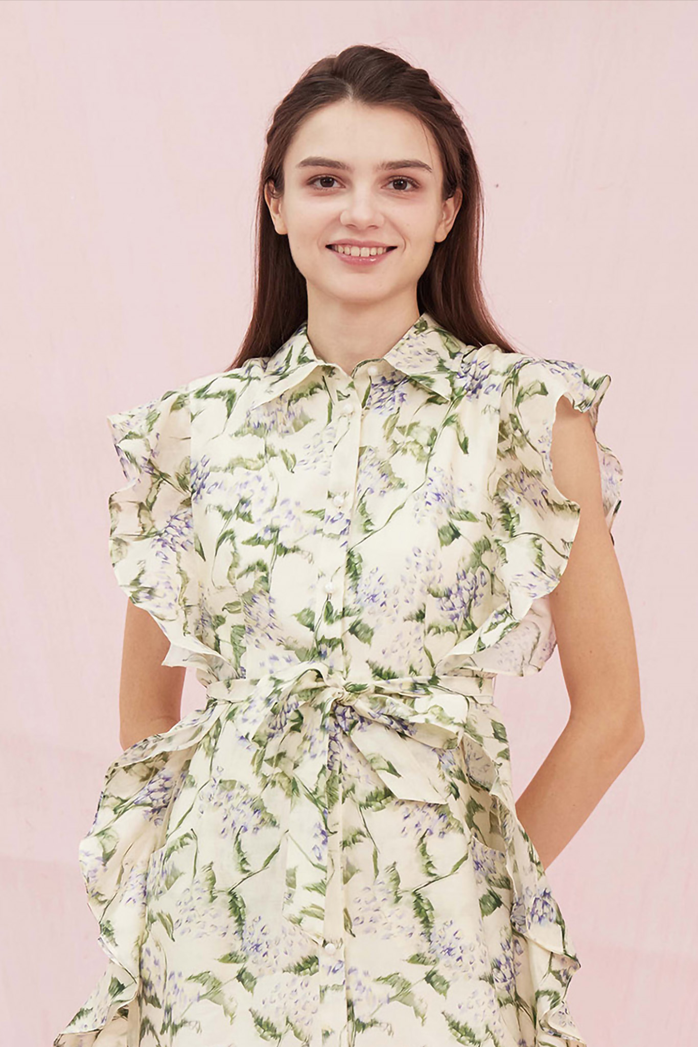 Genisis Ruffle Floral Printed Midi Dress