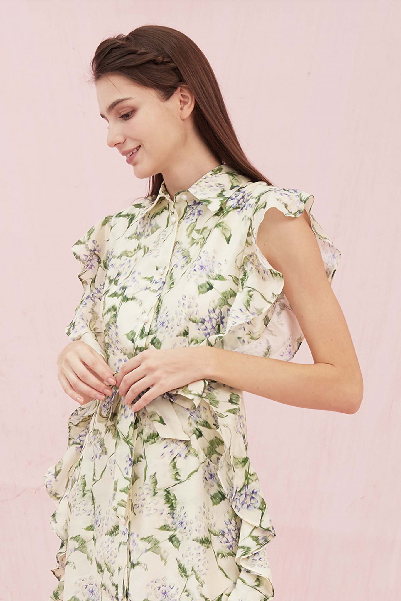 Genisis Ruffle Floral Printed Midi Dress