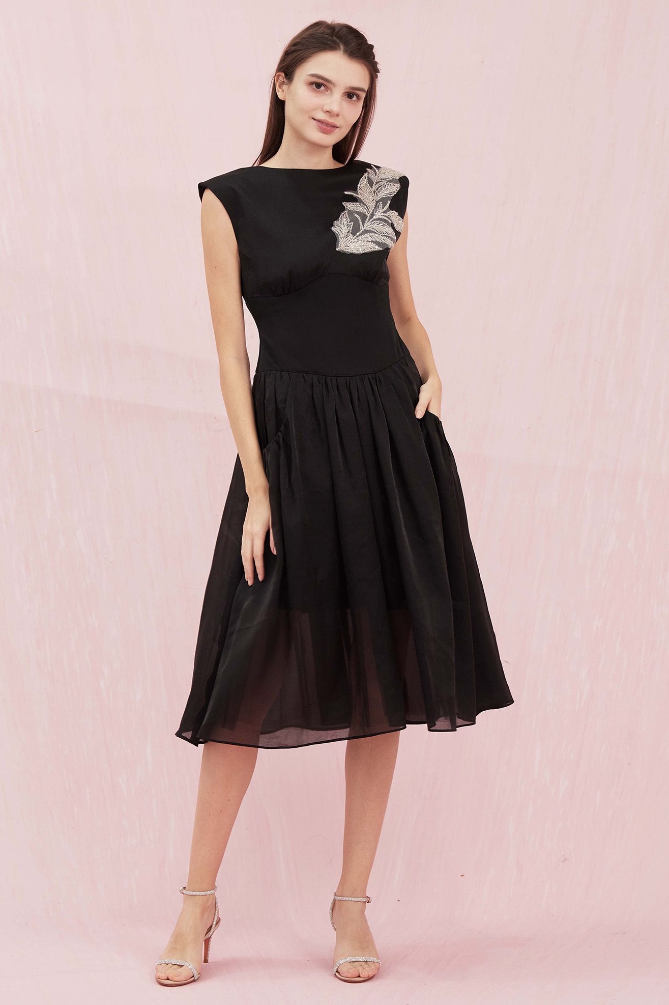 Angelette Black Organza Dress