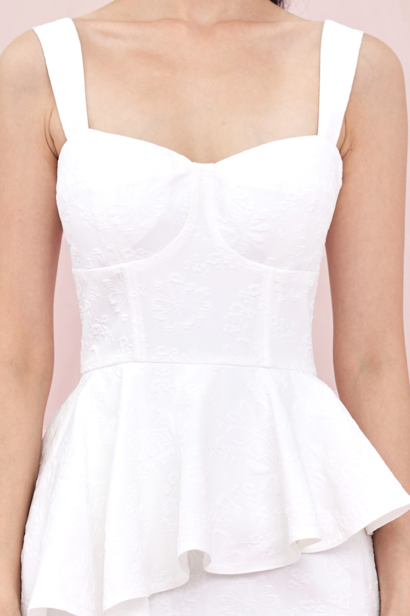 Bernyce White Jacquard Padded Dress