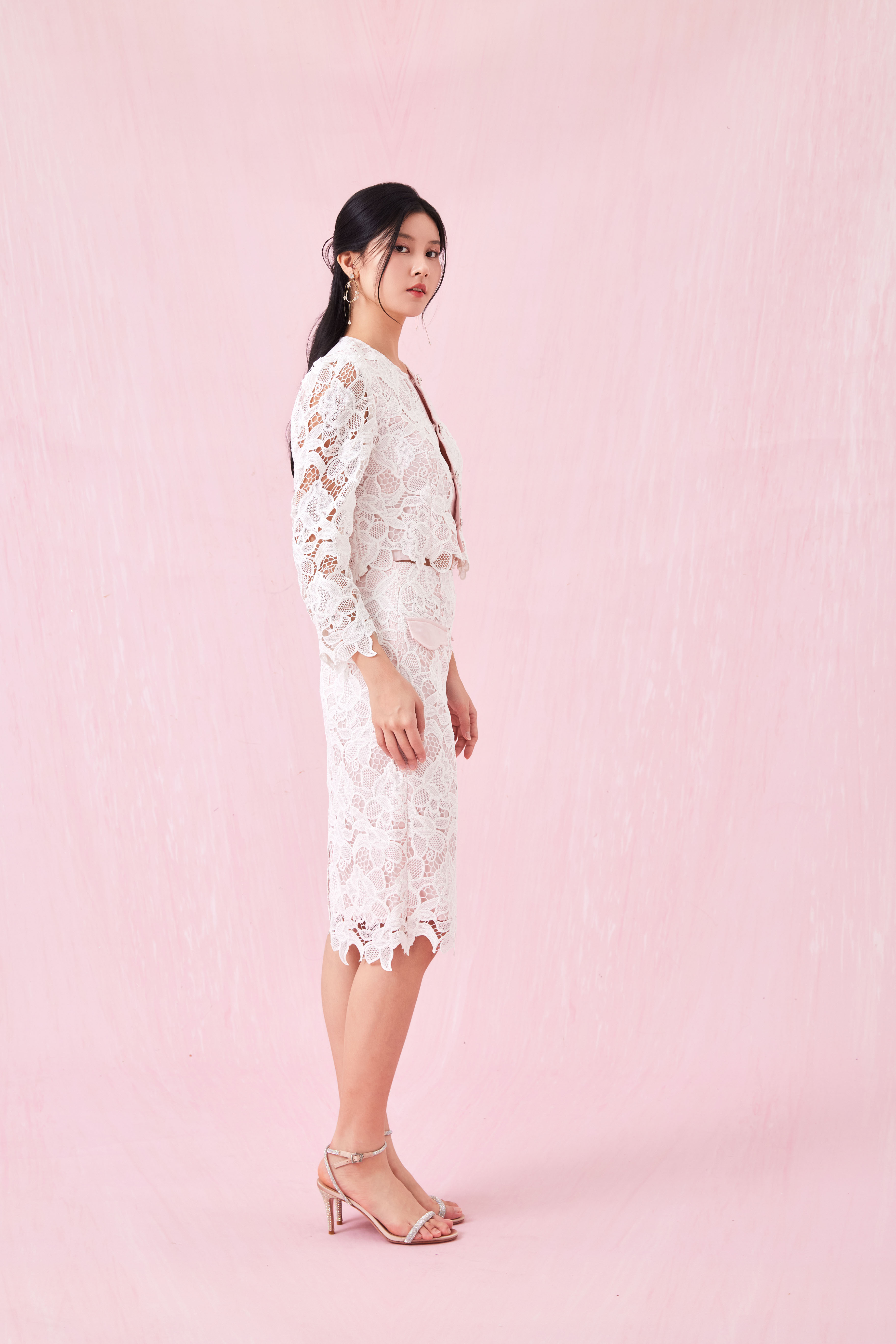 Gilly Pink Satin With Lace Skirt