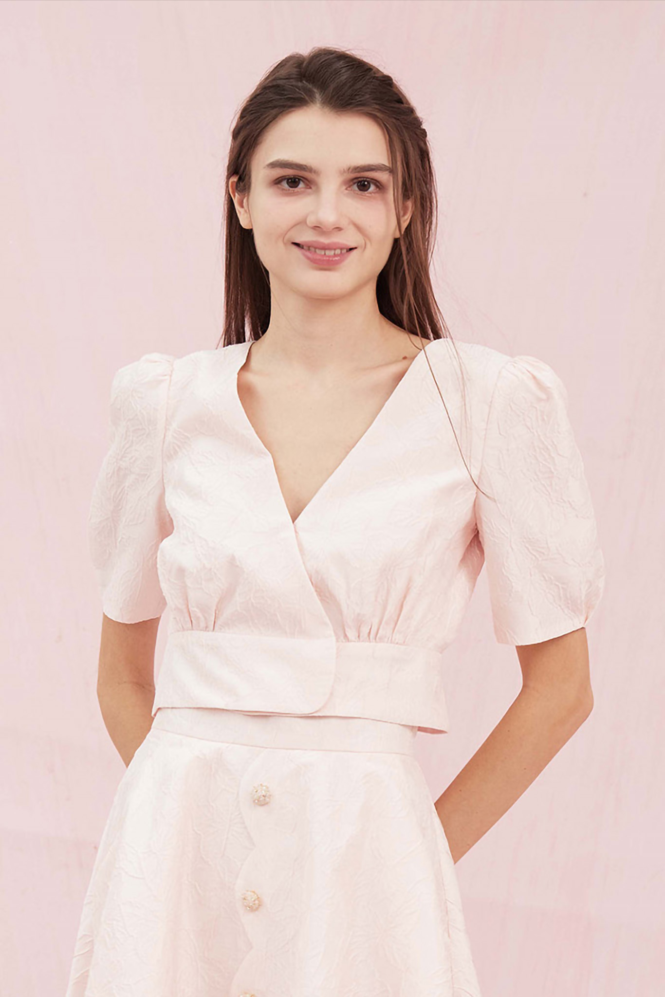 Gracella Pink Jacquard Top