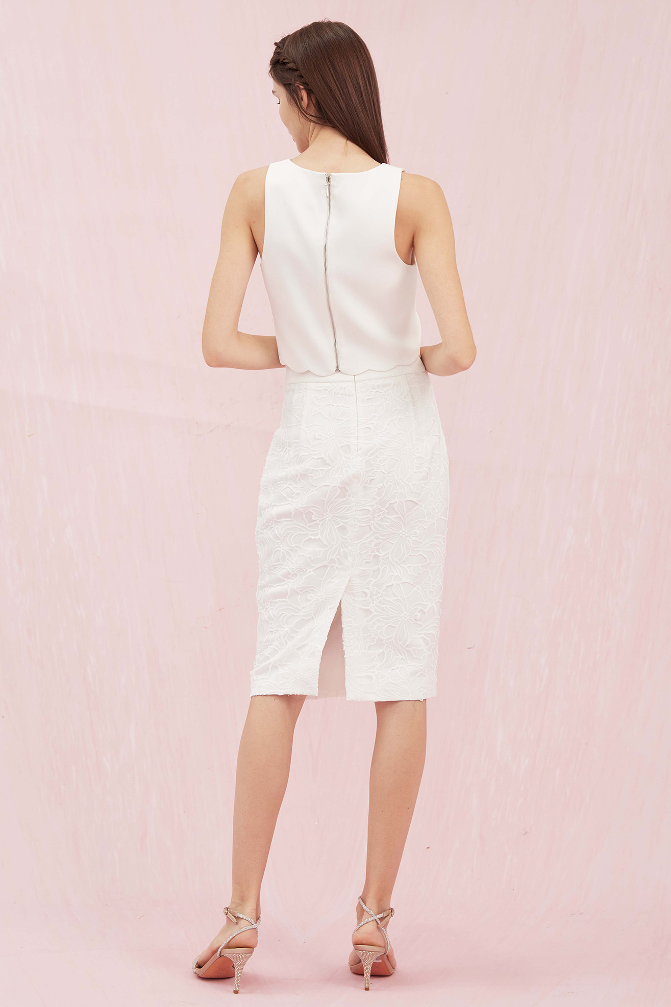 Gavriela White Flower Skirt