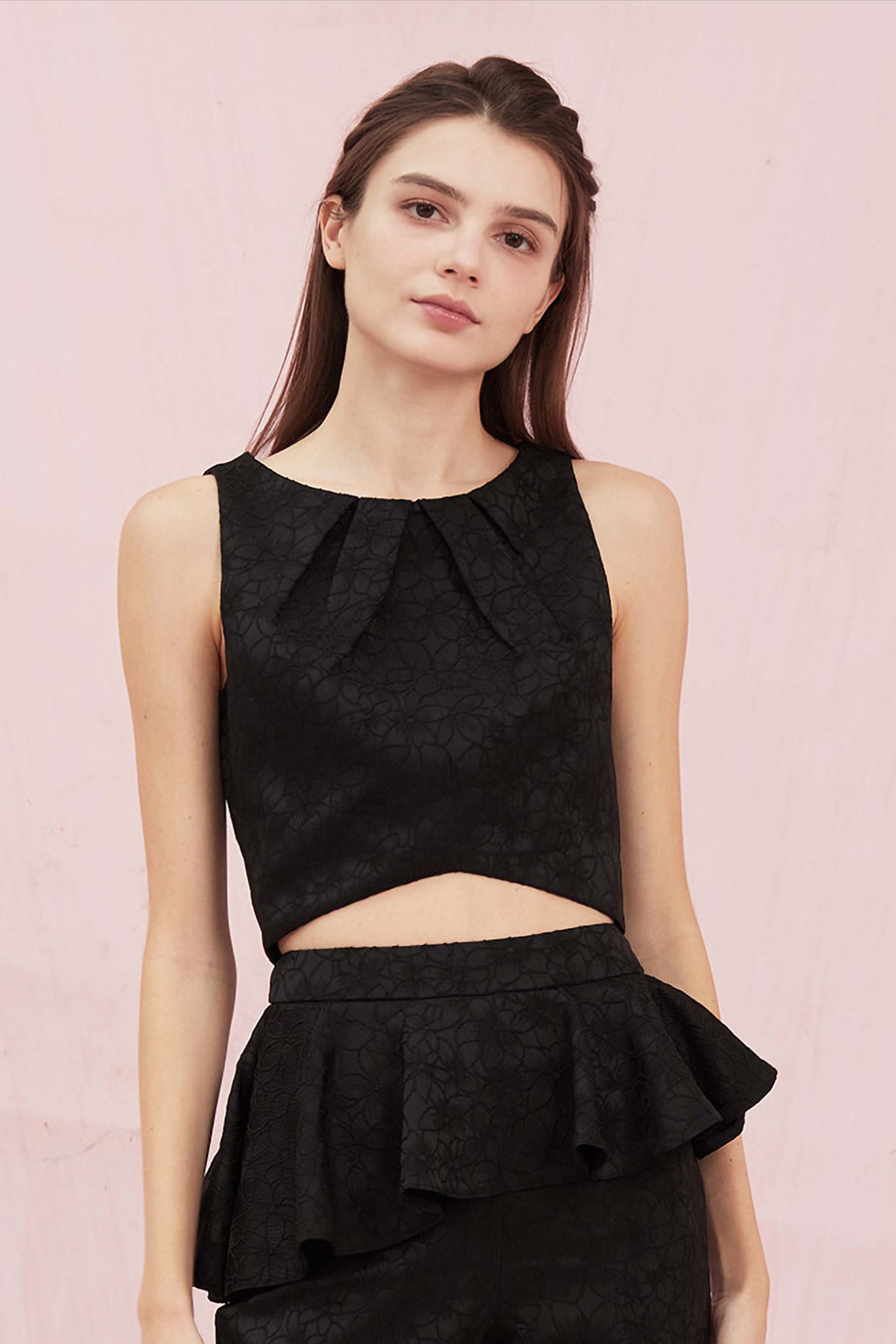 Glorianna Black Jacquard Top