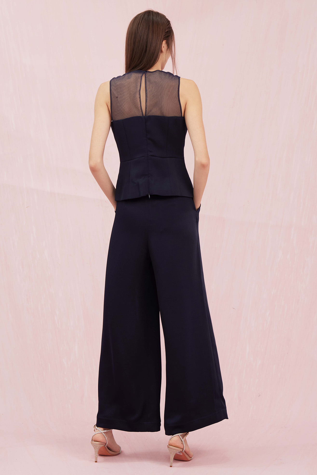 Adalicia Navy Top With Mesh