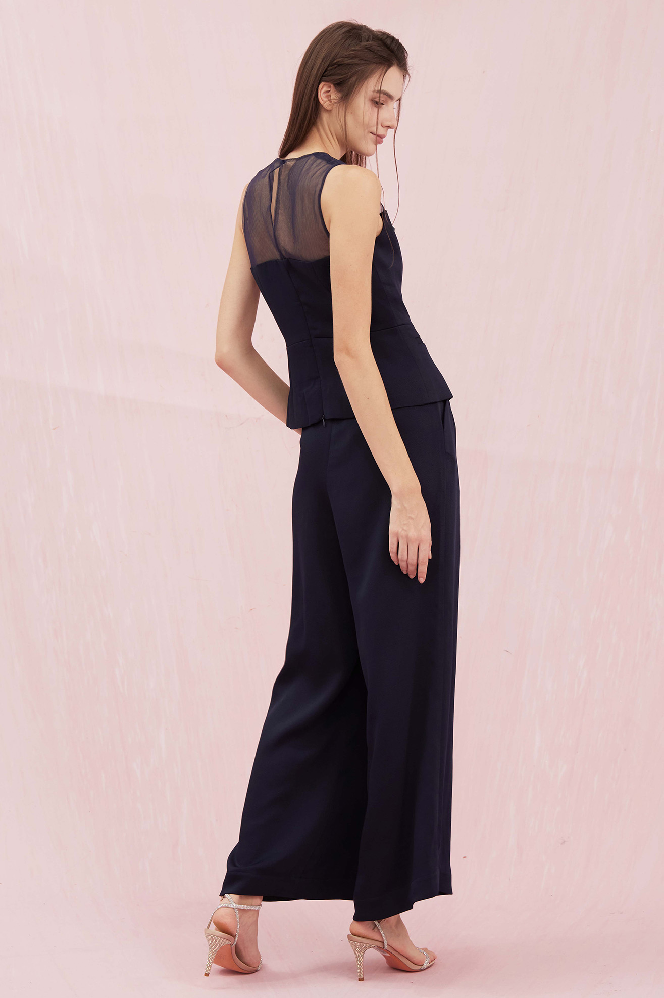 Adalicia Navy Top With Mesh