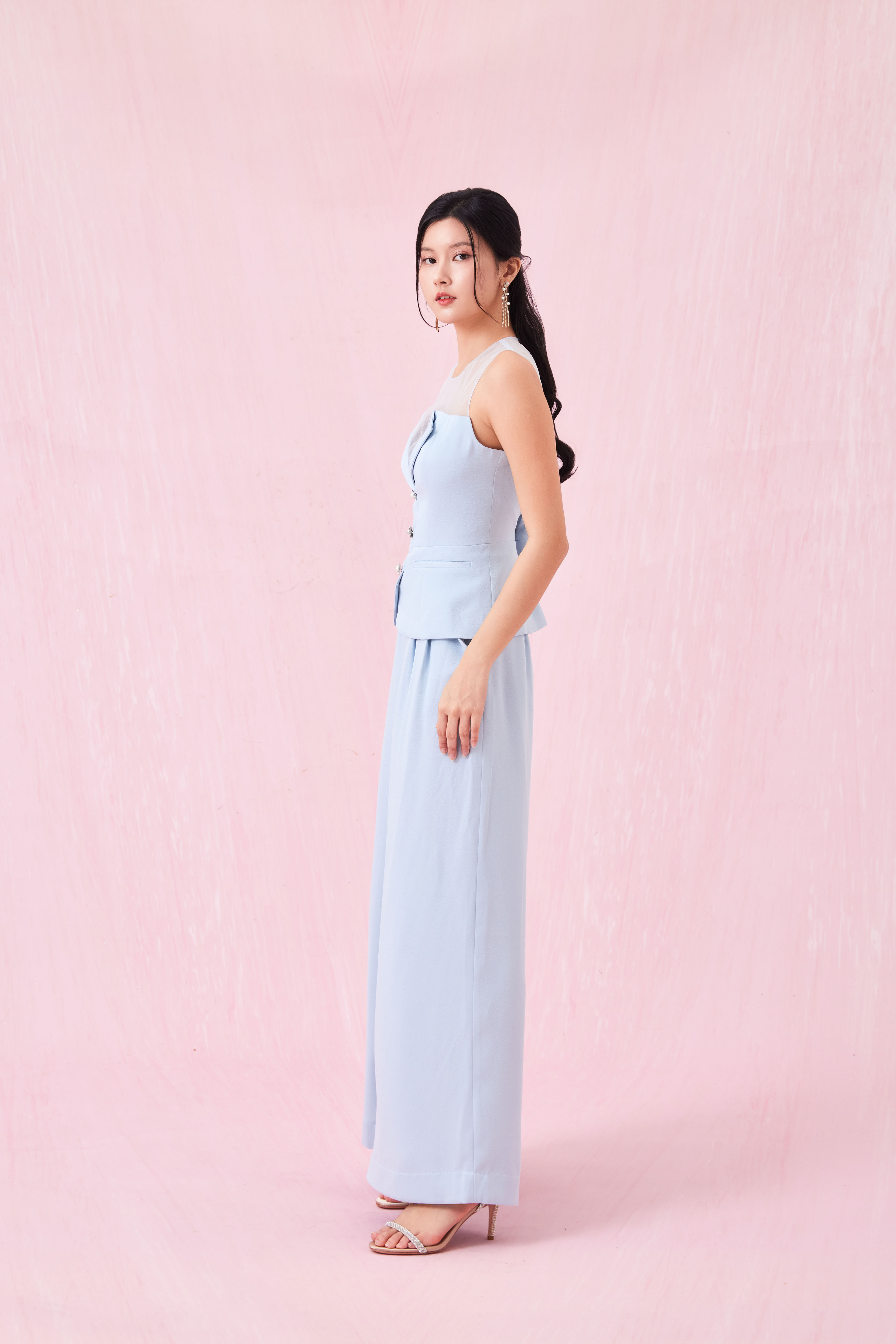 Adalicia Blue Top With Mesh