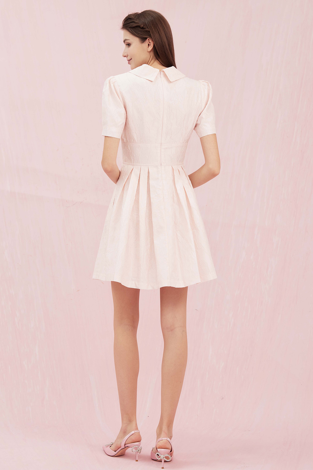 Adrienne Pink Jacquard Blazer Dress