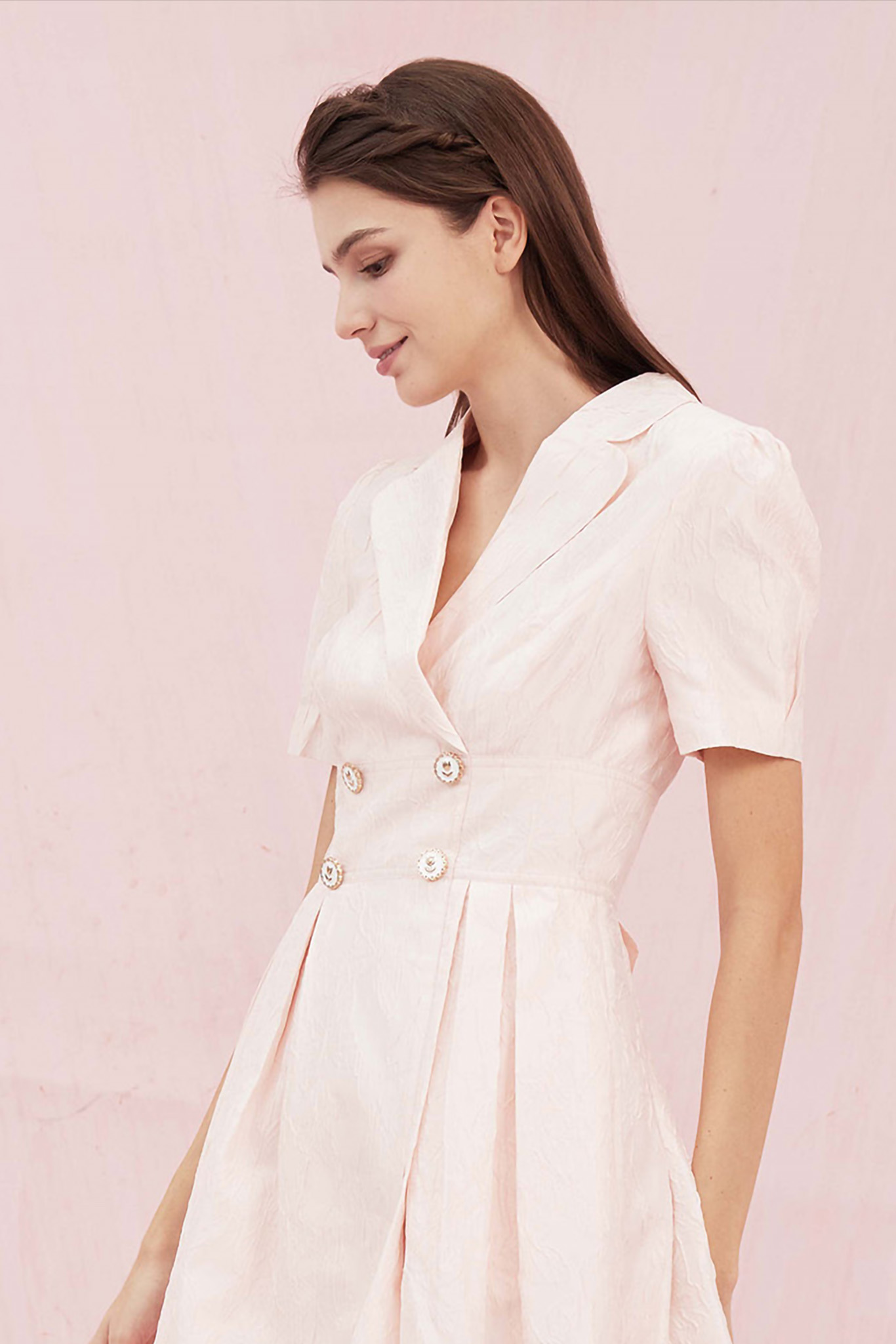 Adrienne Pink Jacquard Blazer Dress