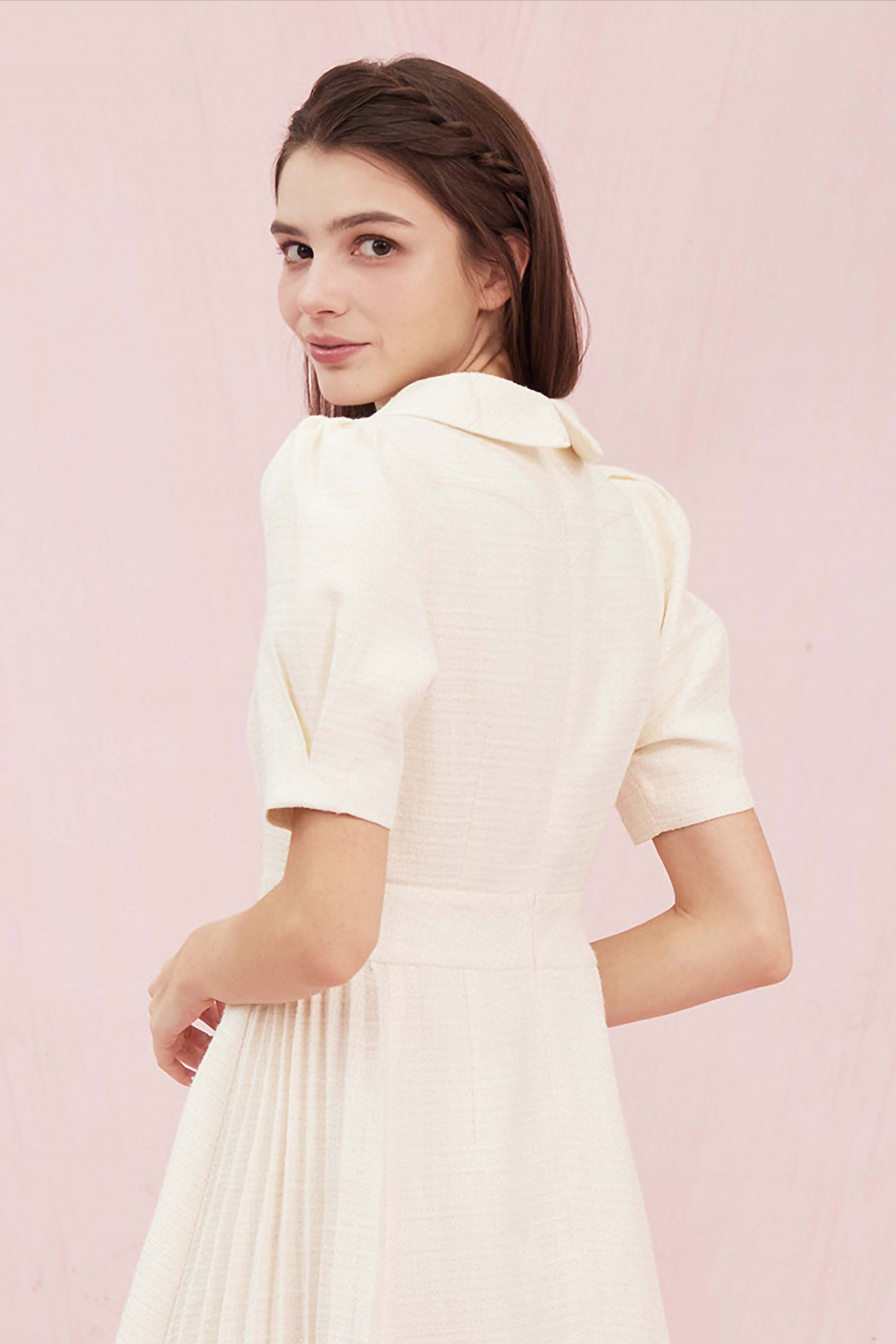 Adelaid Cream Tweed Dress