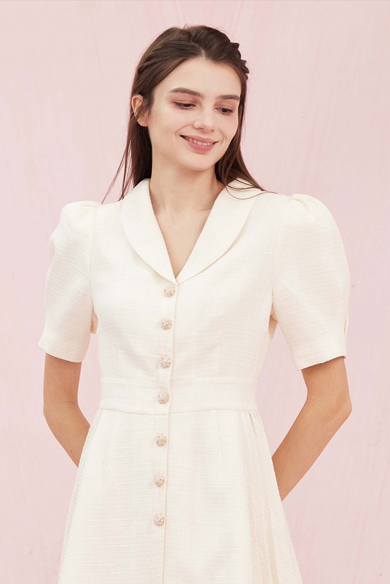 Adelaid Cream Tweed Dress