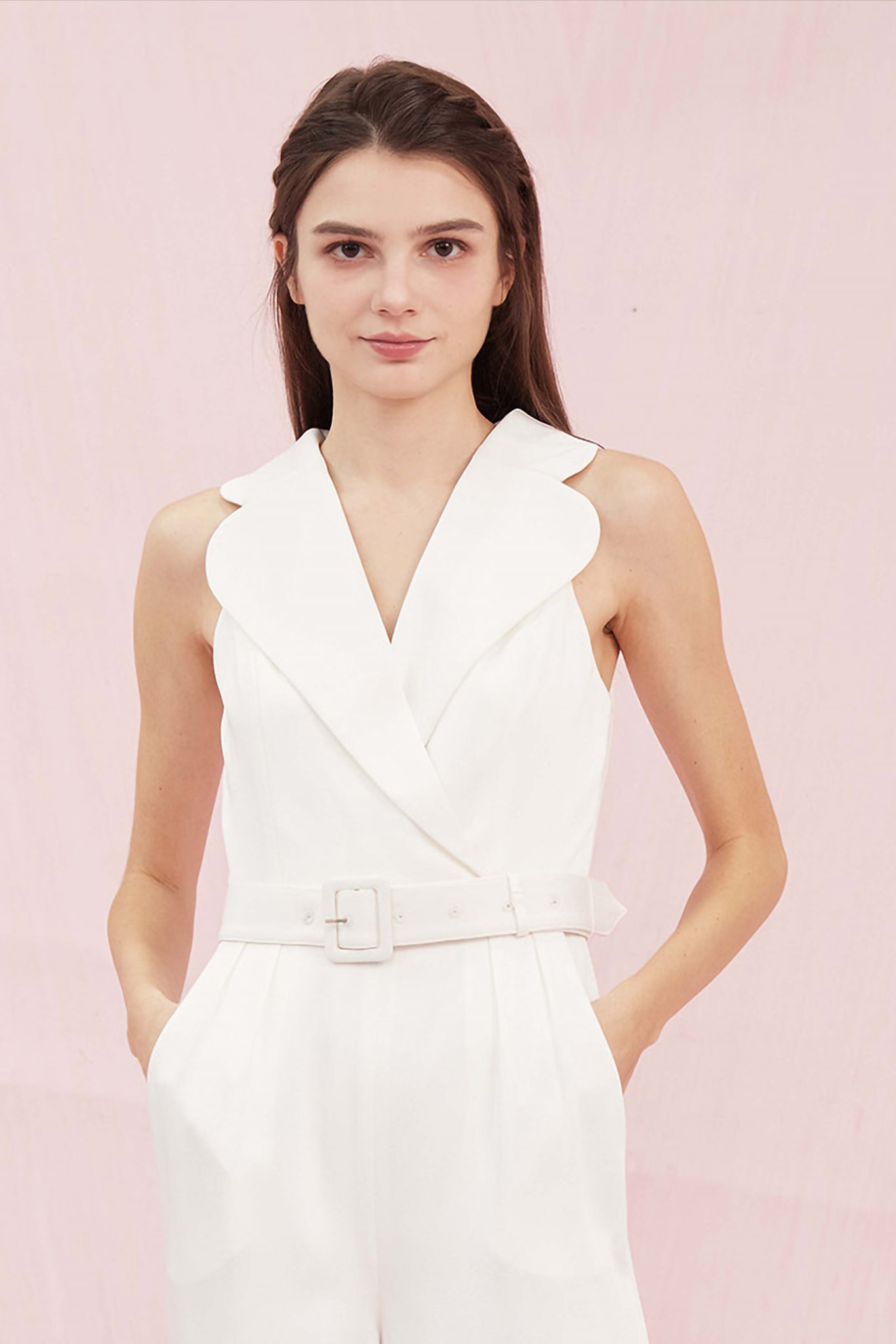 Christine White Crepe Jumpsuit