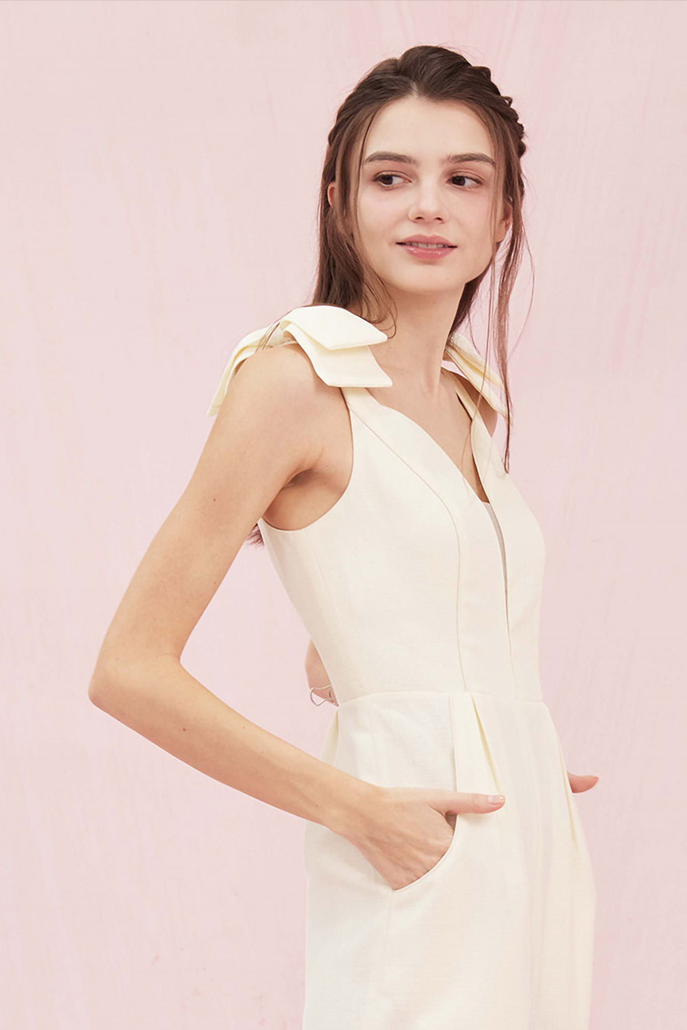 Vanya Bow Ivory Tweed Jumpsuit