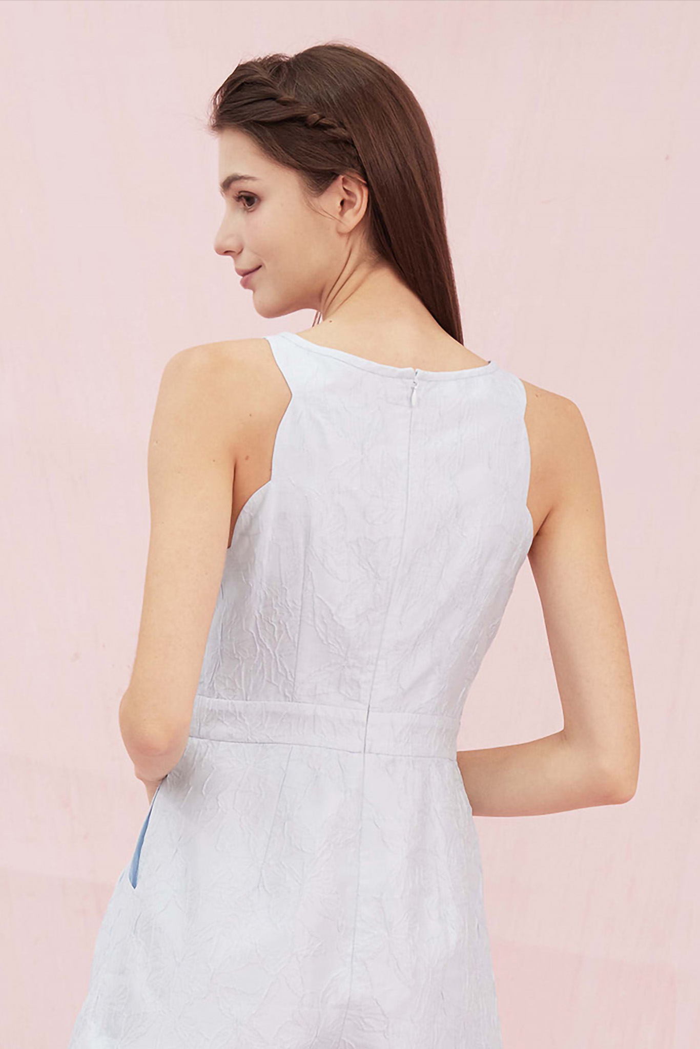 Alaina Blue Jacquard Playsuit