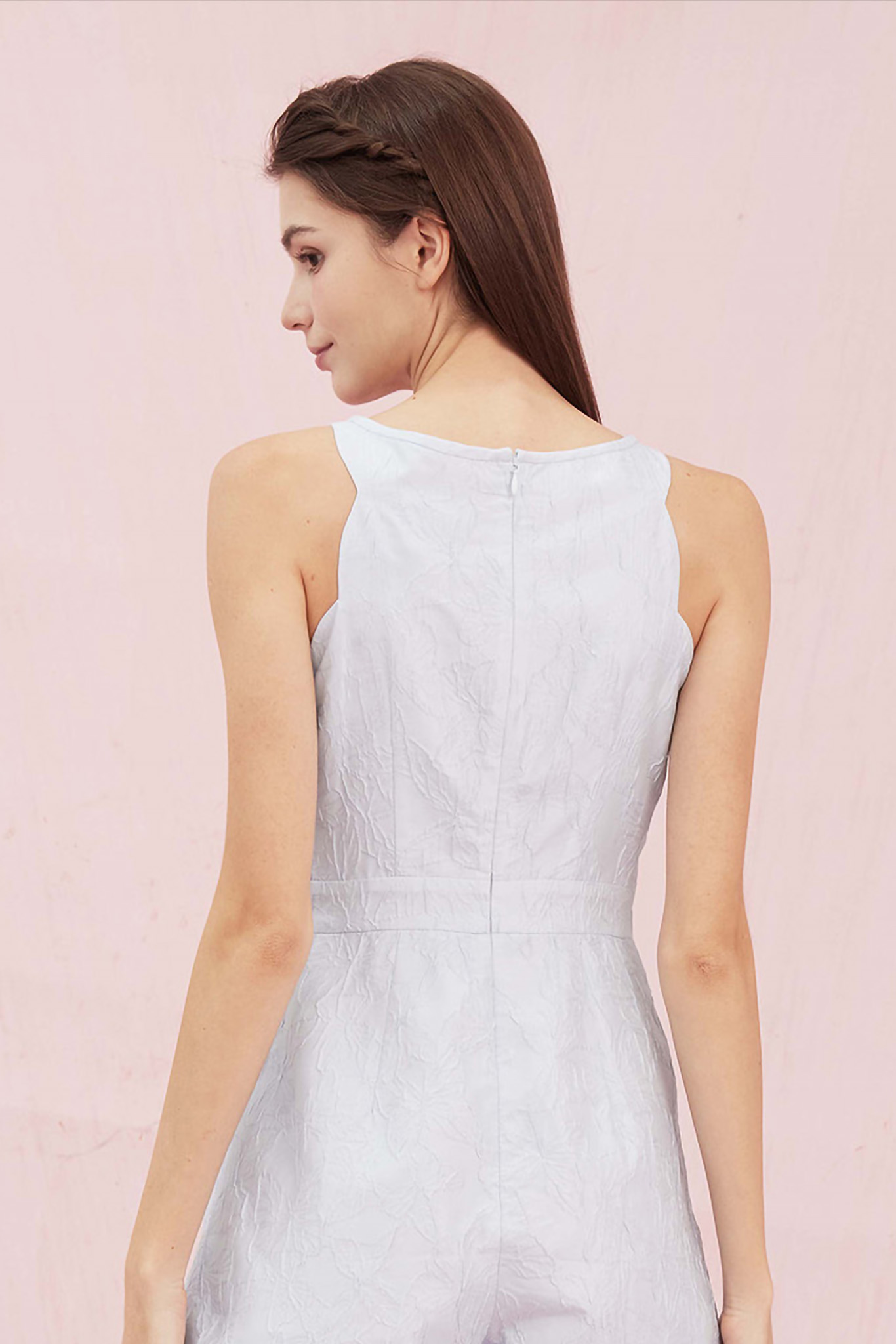 Alaina Blue Jacquard Playsuit