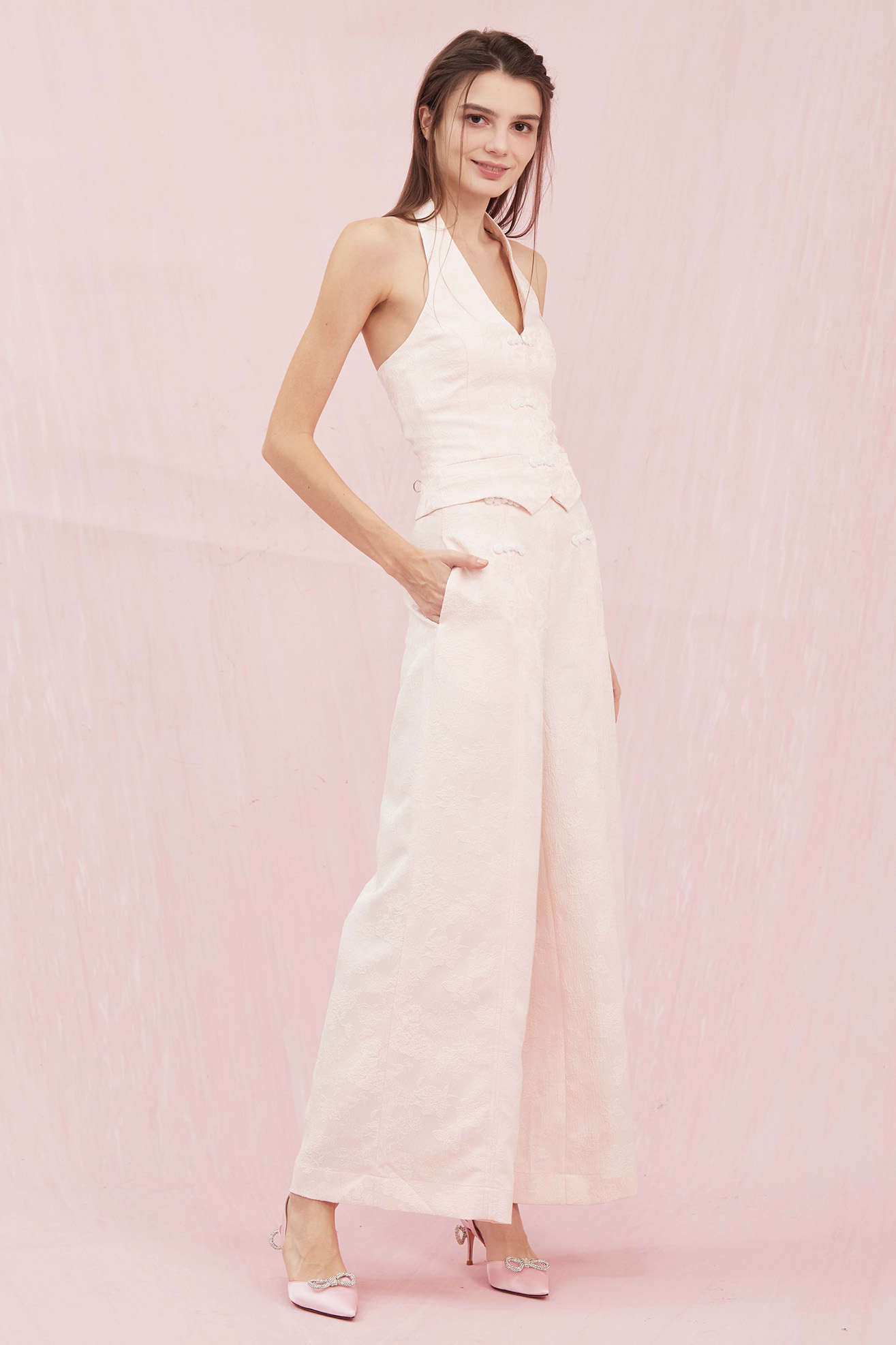 Brigitte Pink Jacquard Pants