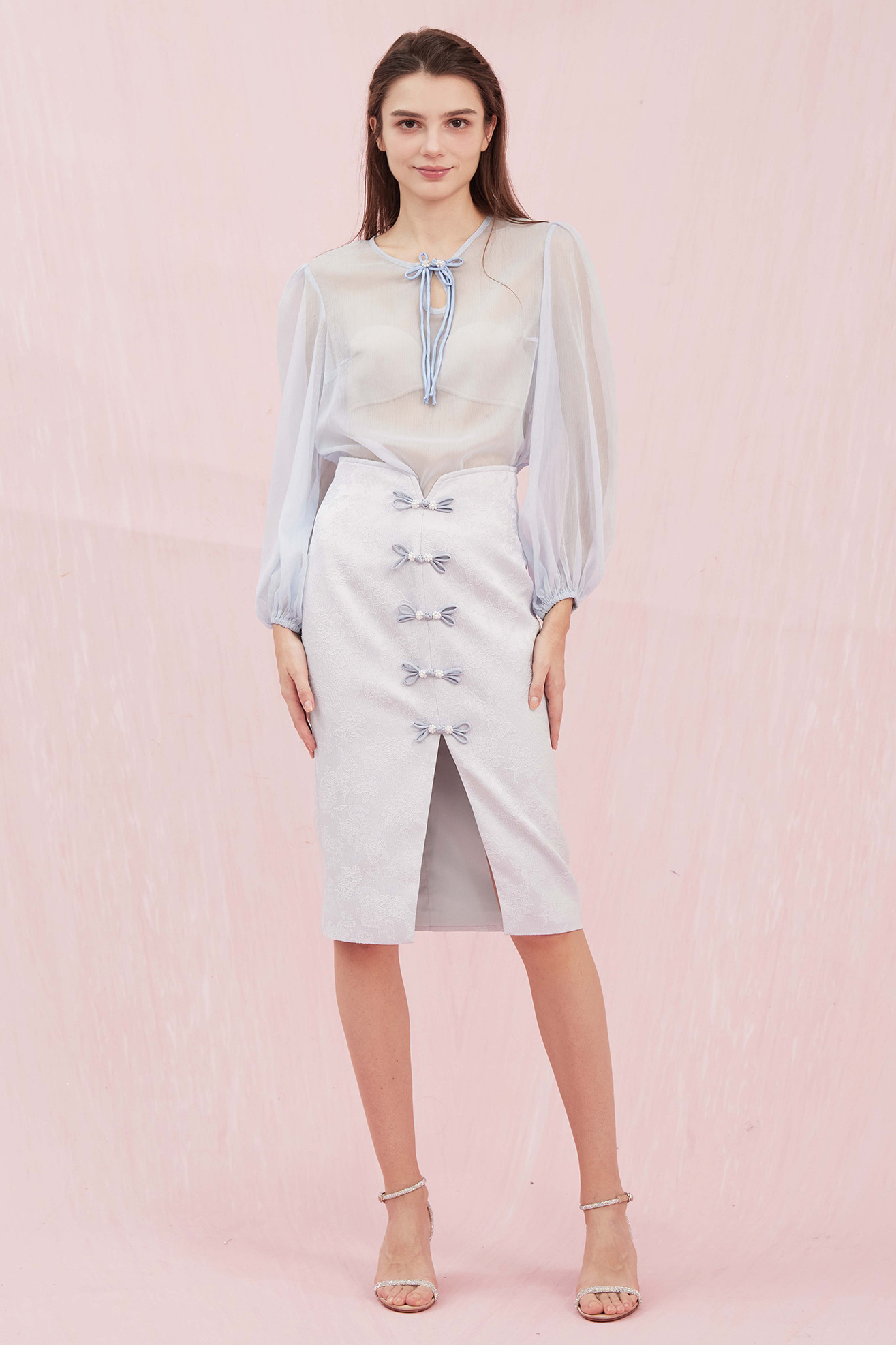 Brucine Blue Jacquard Skirt