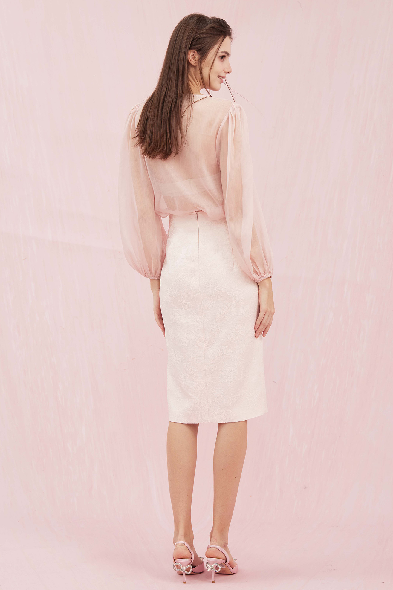 Brucine Pink Jacquard Skirt