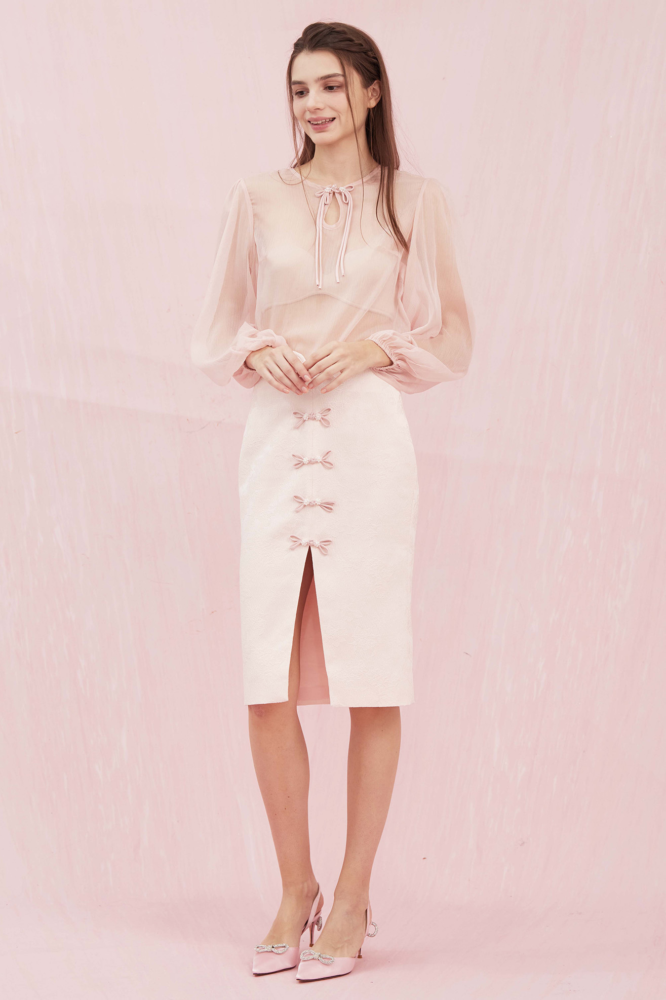 Brucine Pink Jacquard Skirt