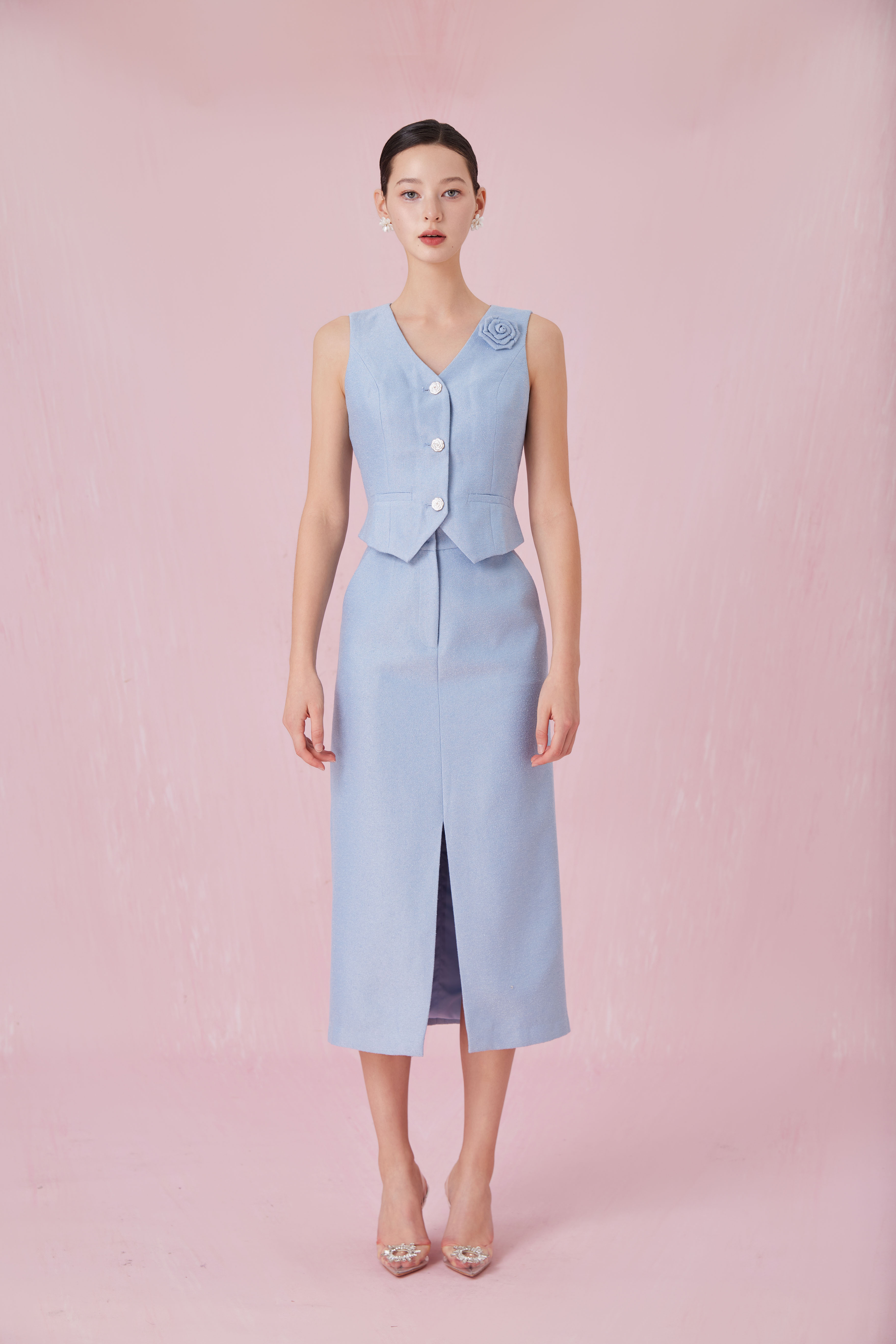 Cerrita Light Blue Tweed Vest