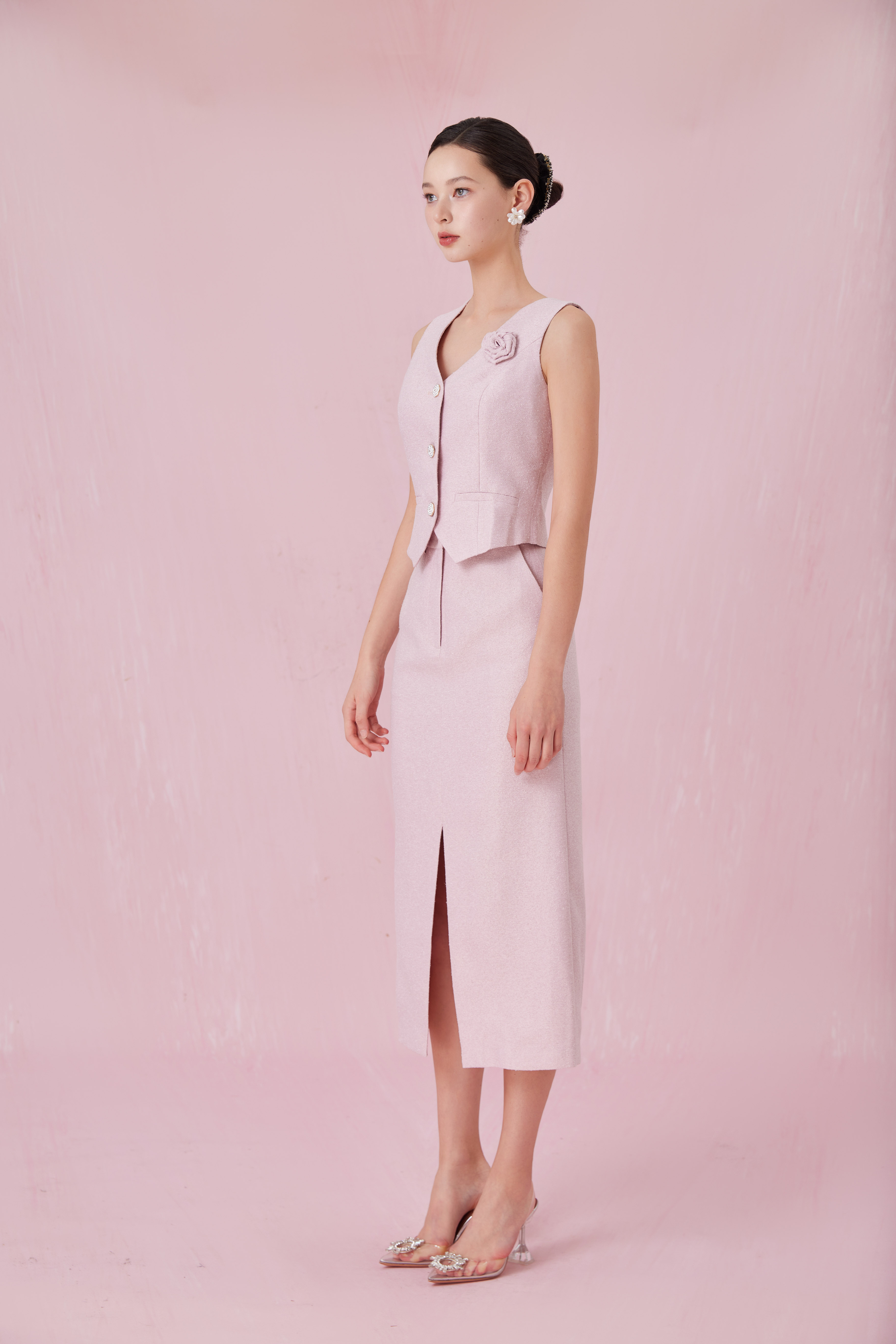 Cerrita Light Pink Tweed Vest