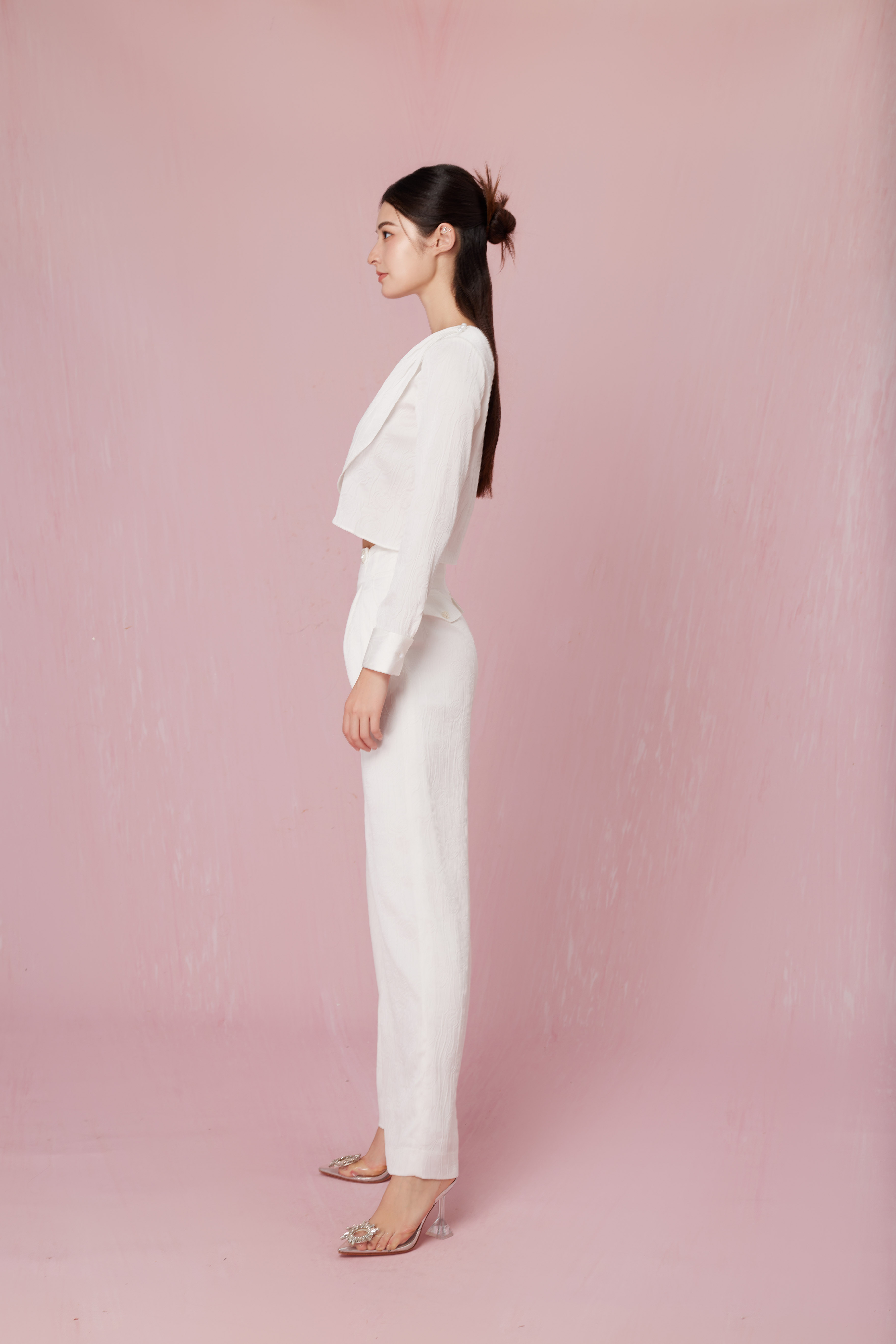 Chandal White Sateen Long Sleeve Top