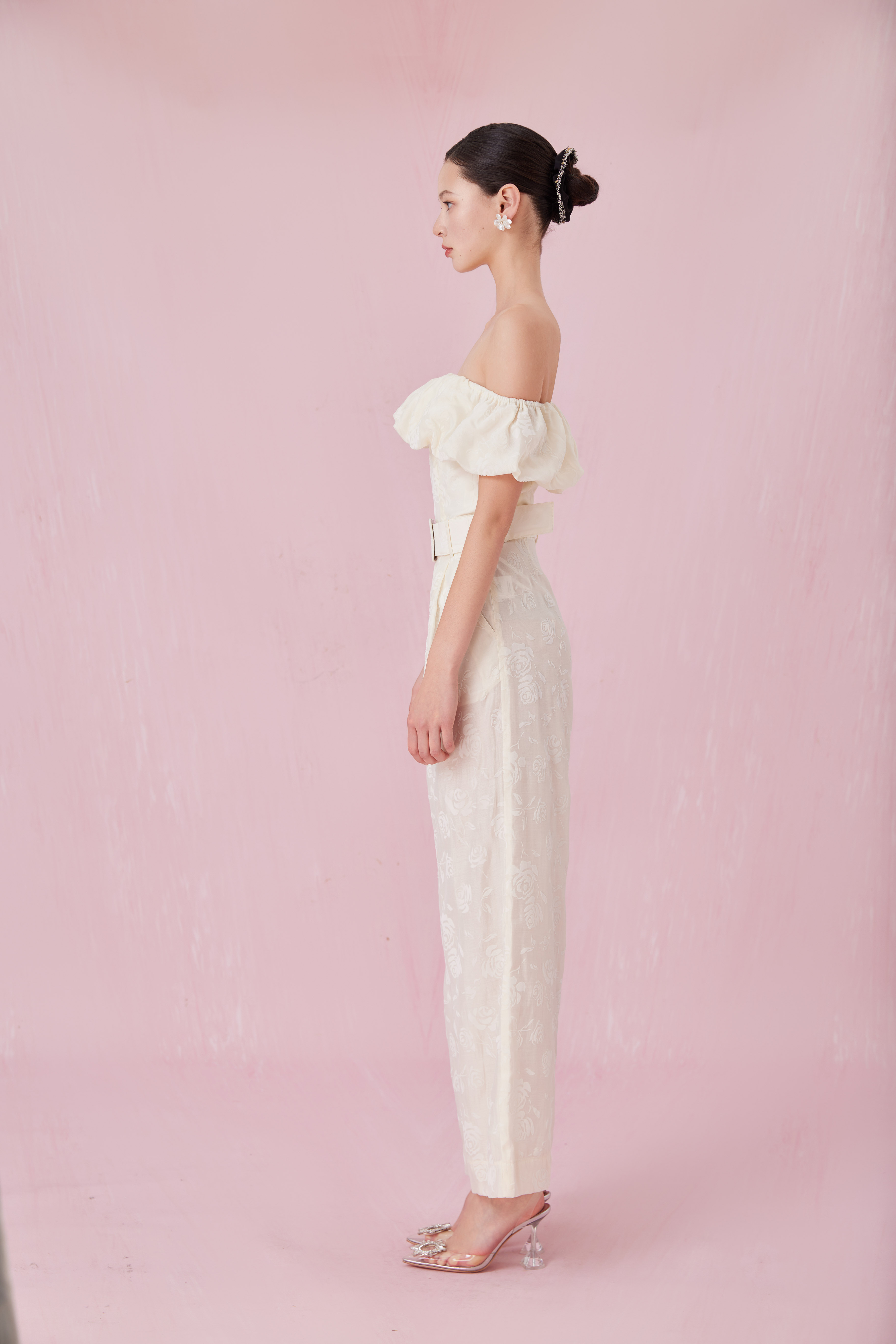 Chantall Cream Off Shoulder Puff Top