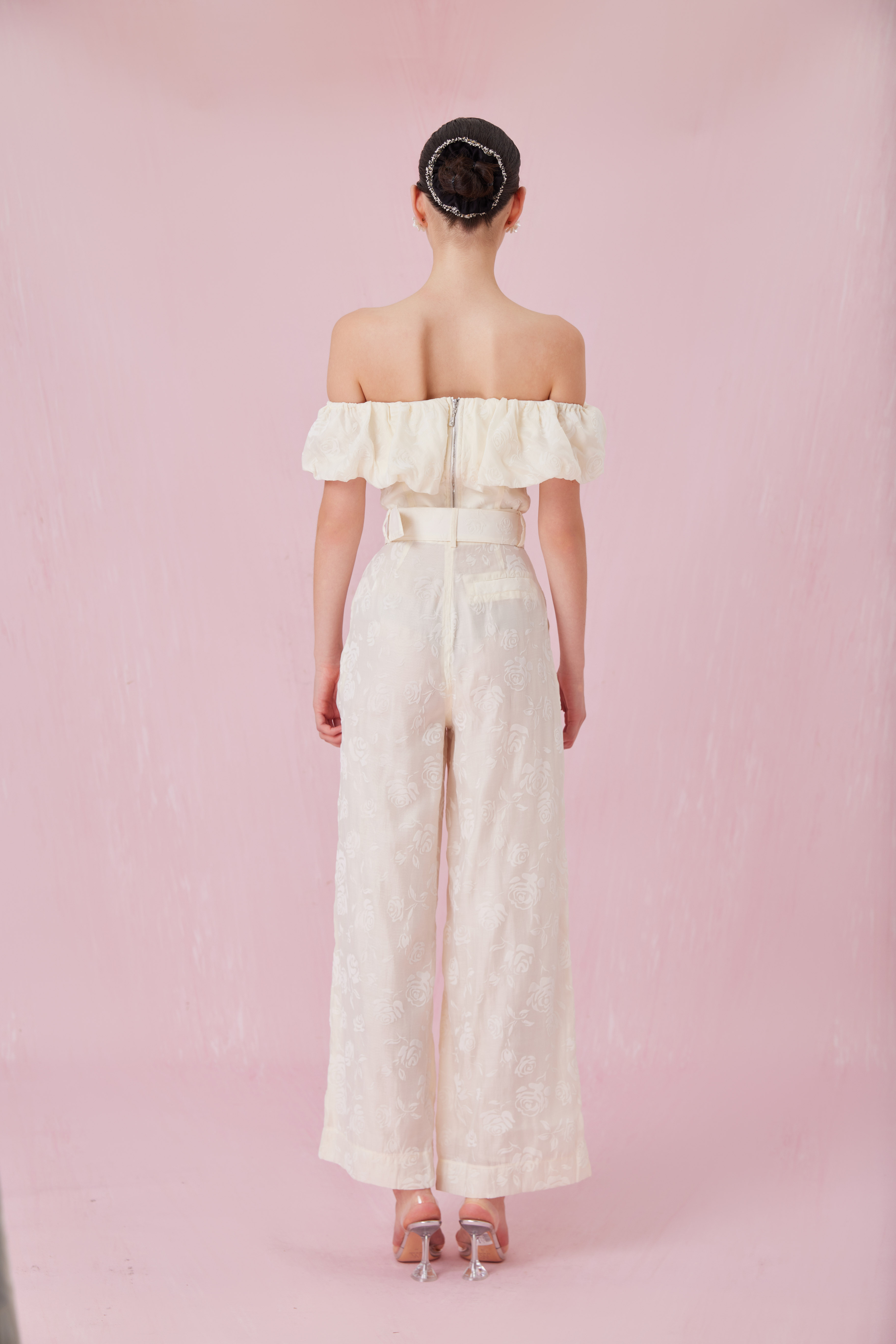 Chantall Cream Off Shoulder Puff Top