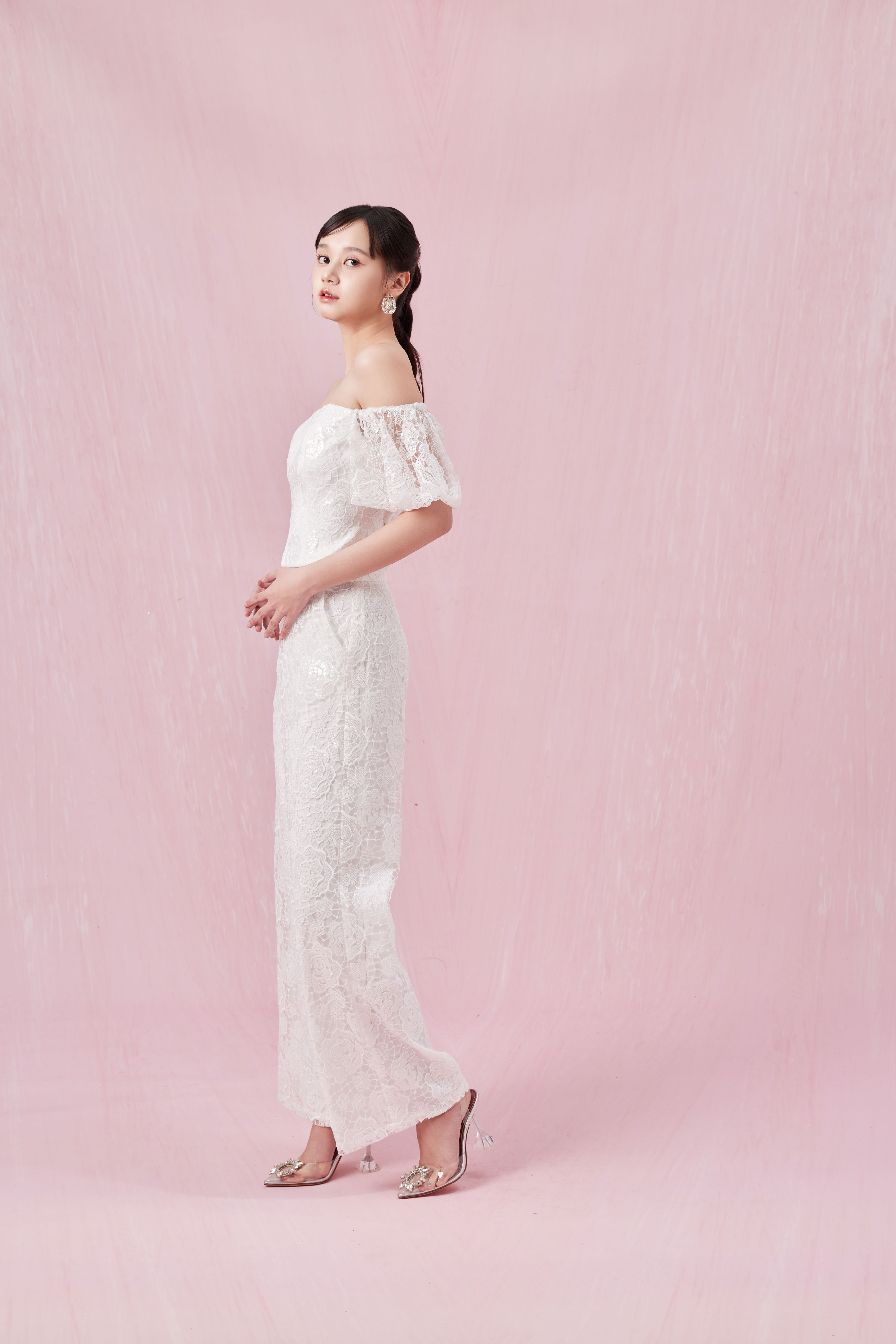 Chante White Rose Lace Straight Pants