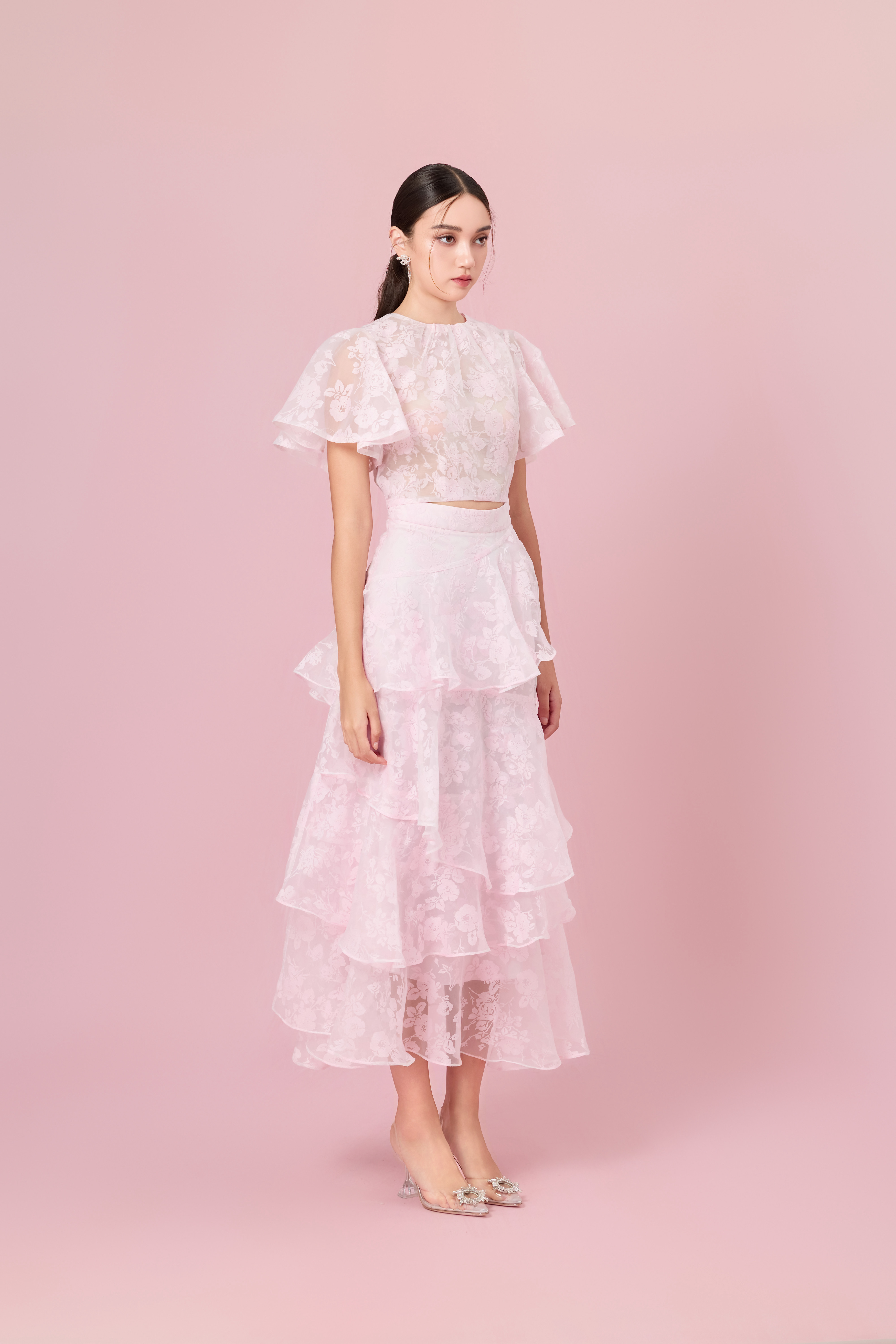 Channell Light Pink Rose Mesh Top