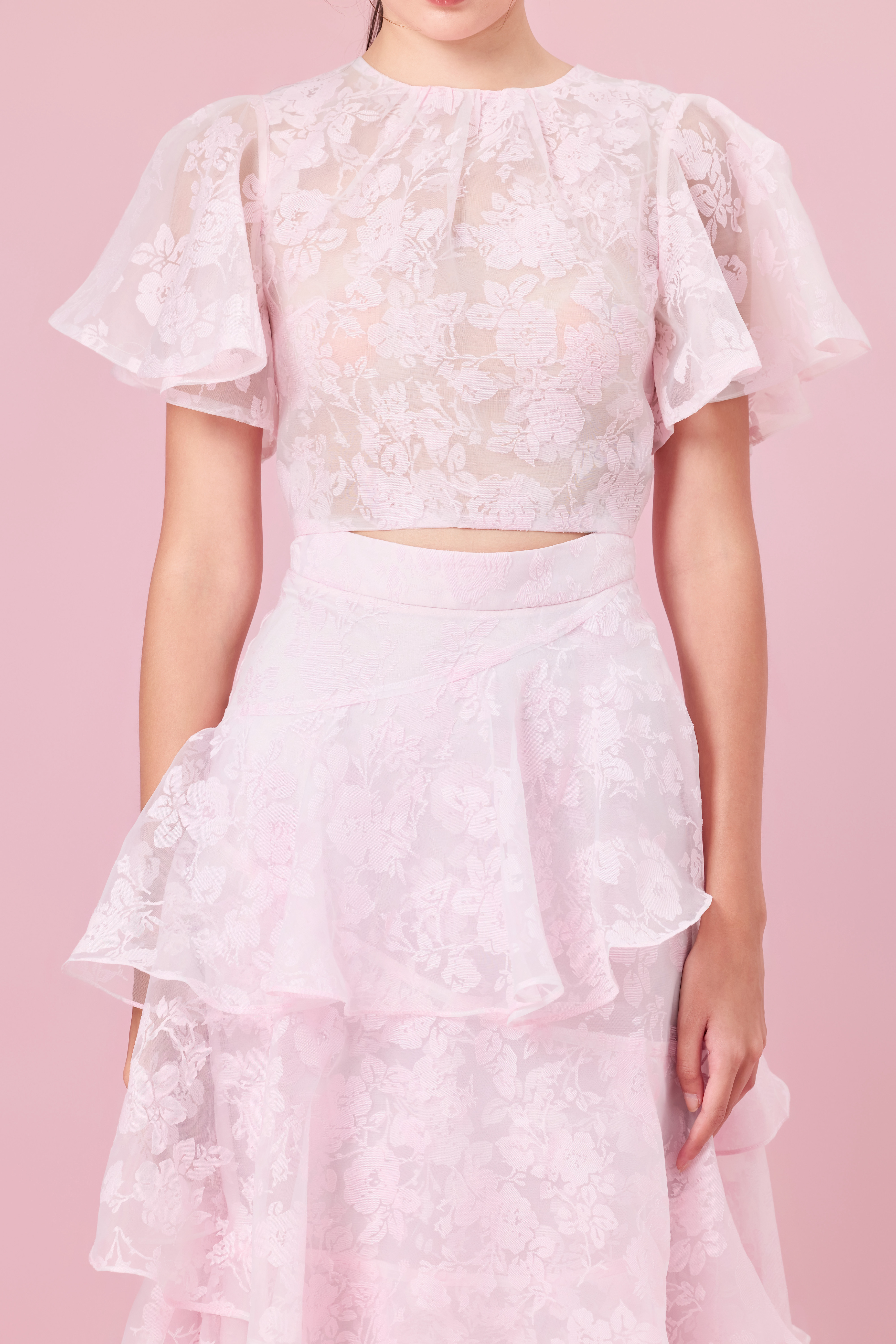 Channell Light Pink Rose Mesh Top