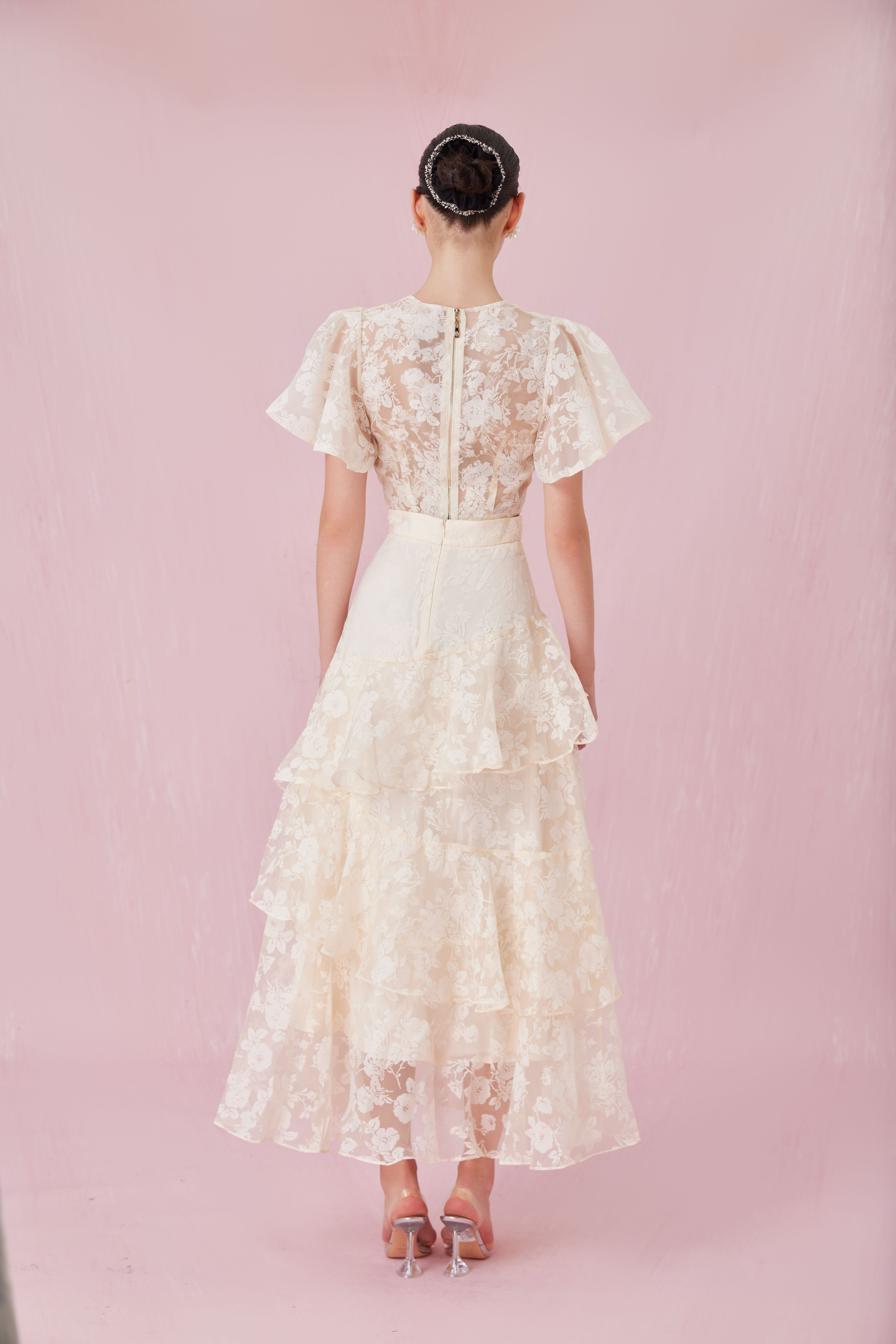 Channell Cream Rose Mesh Top