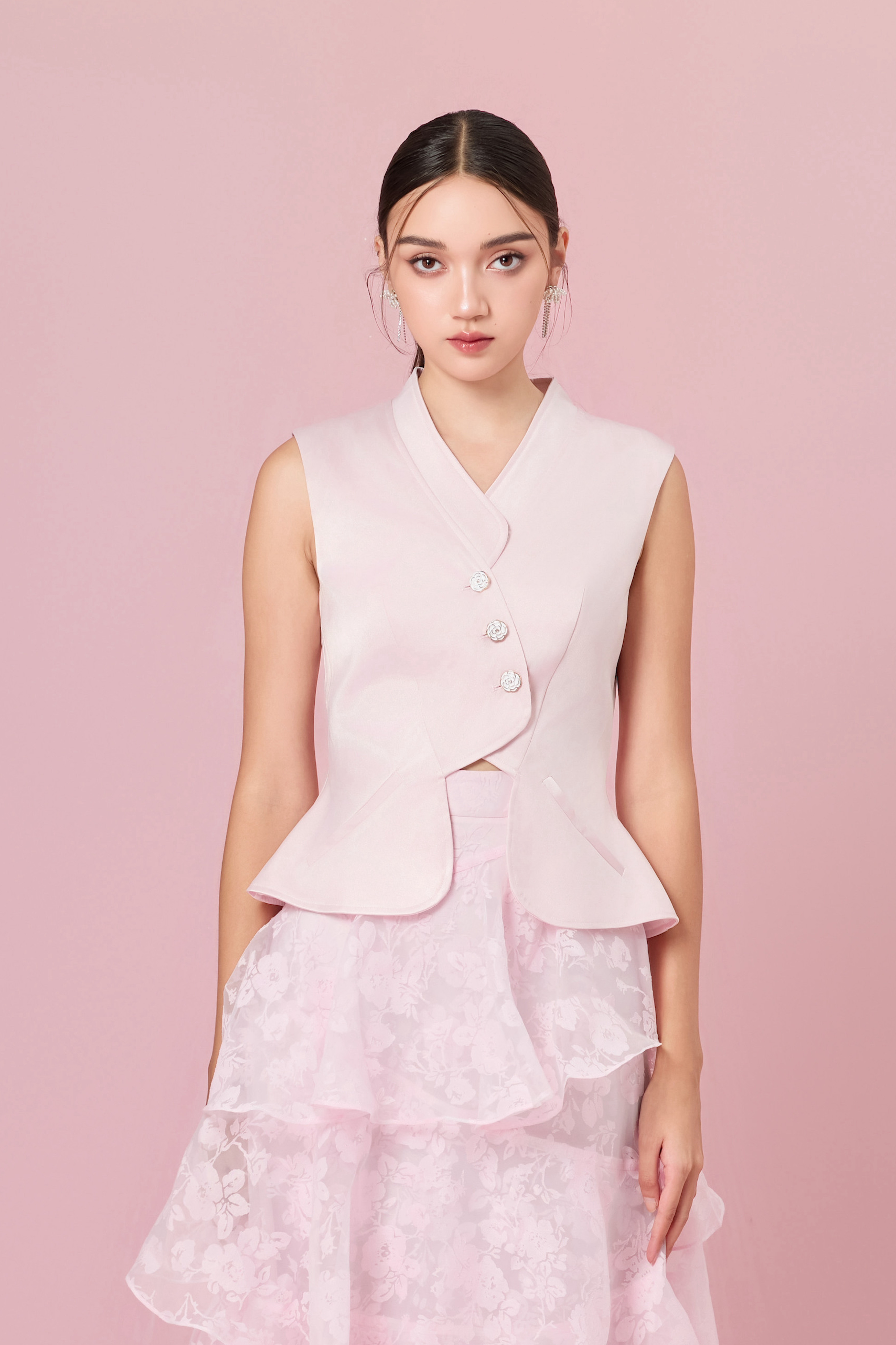 Chantiel Pink Three Button Vest
