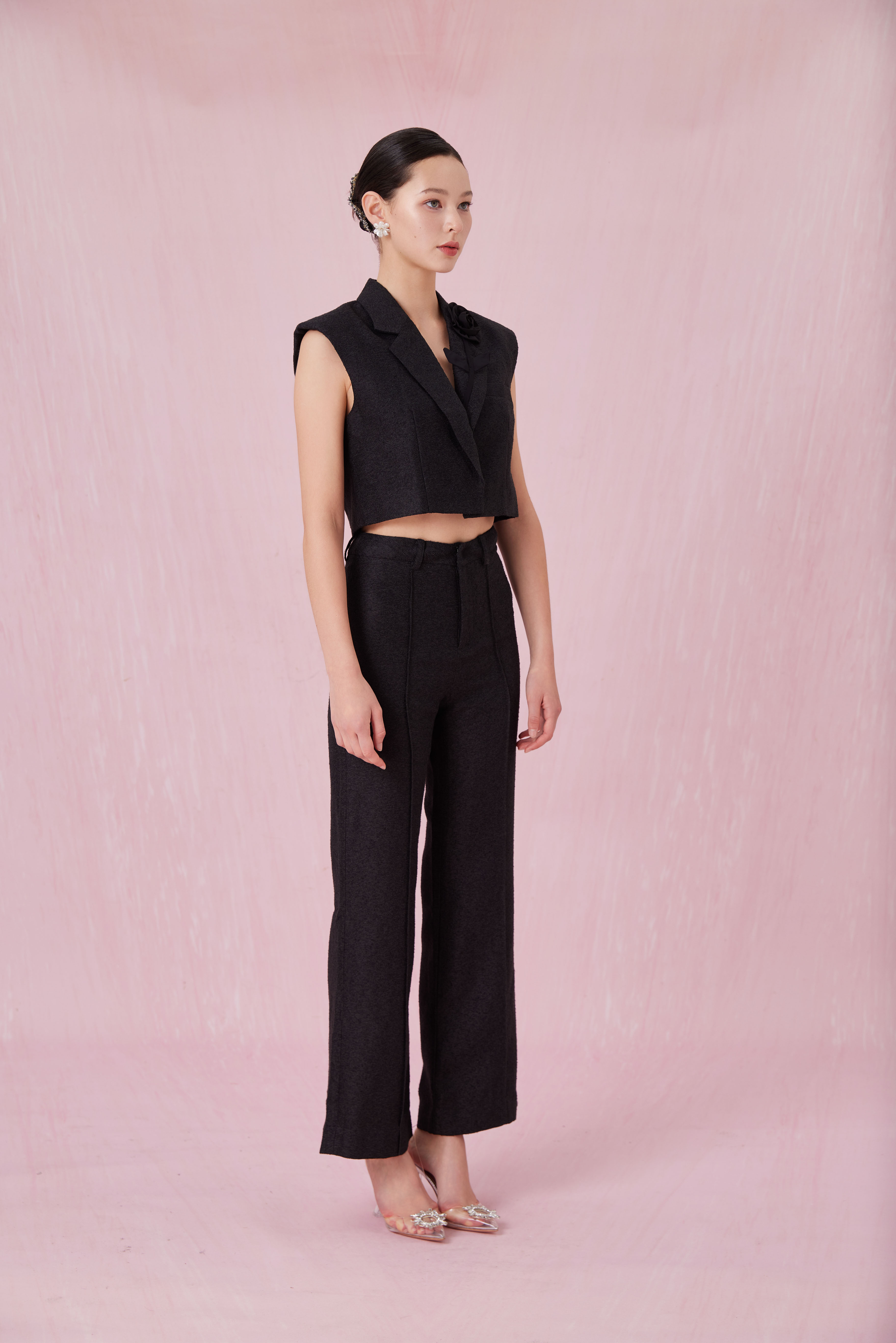 Chantelle Black Tweed Flare Pants