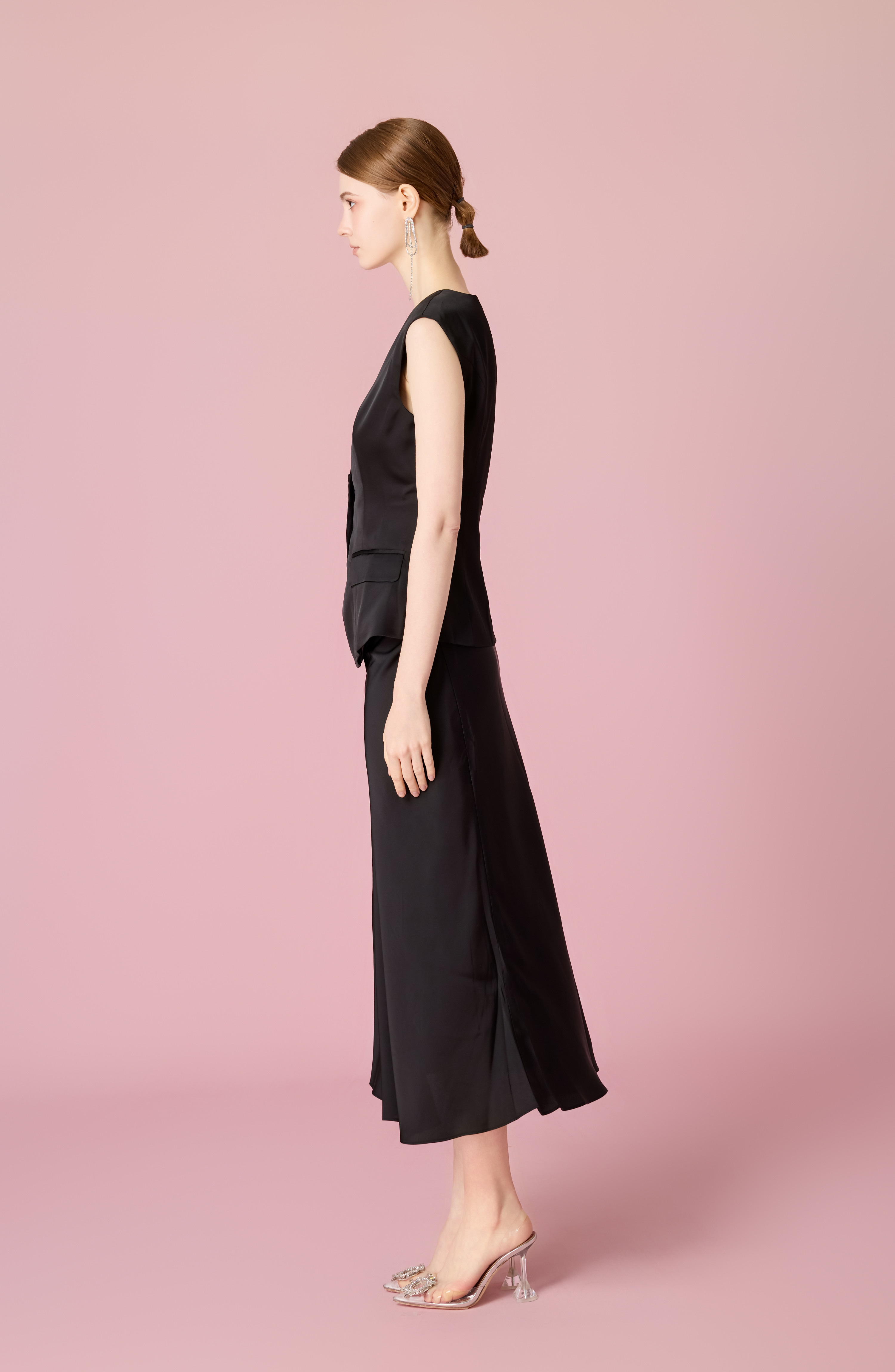 Chantele Black Sateen Vest Top