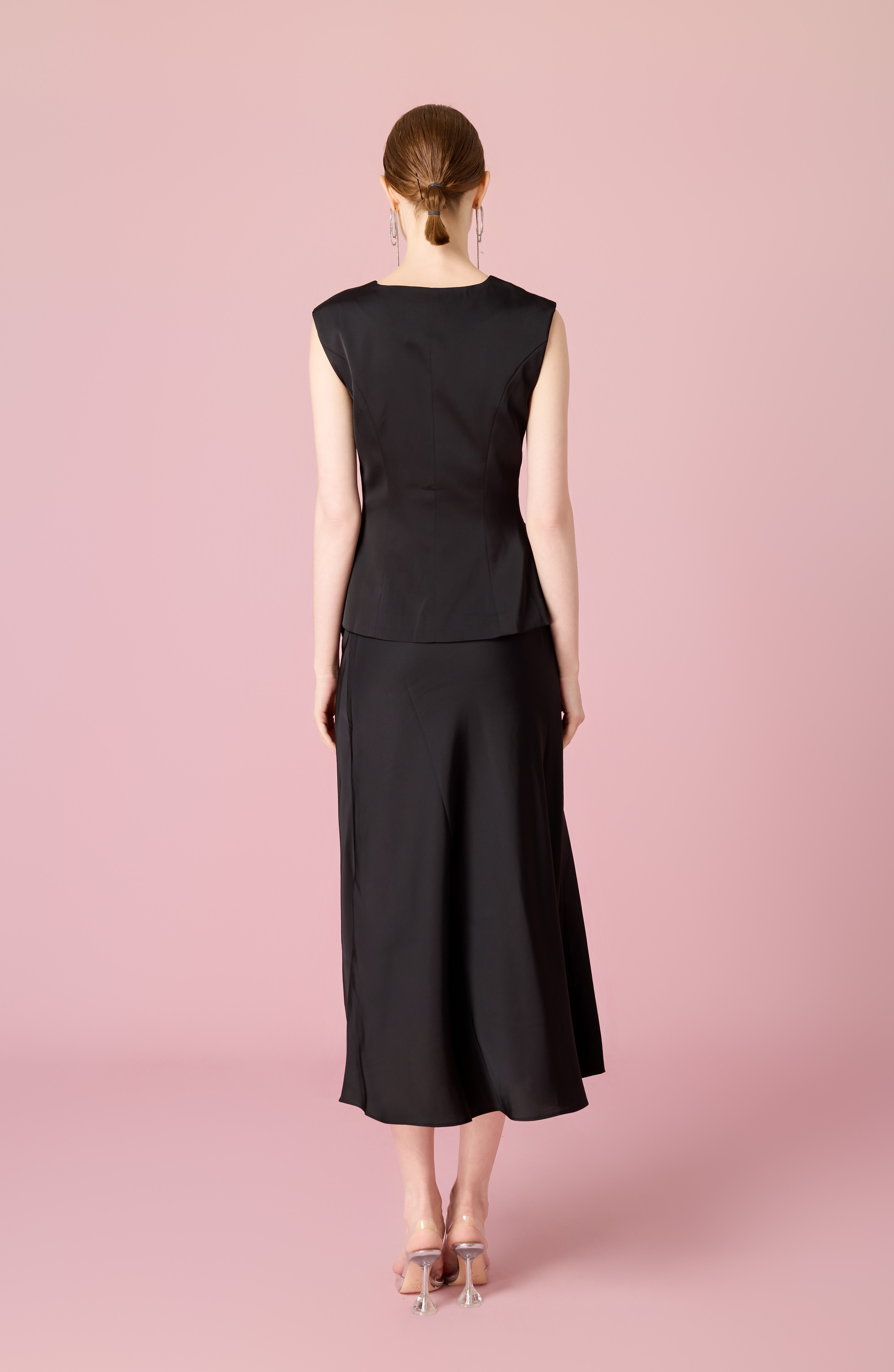 Chantele Black Sateen Vest Top