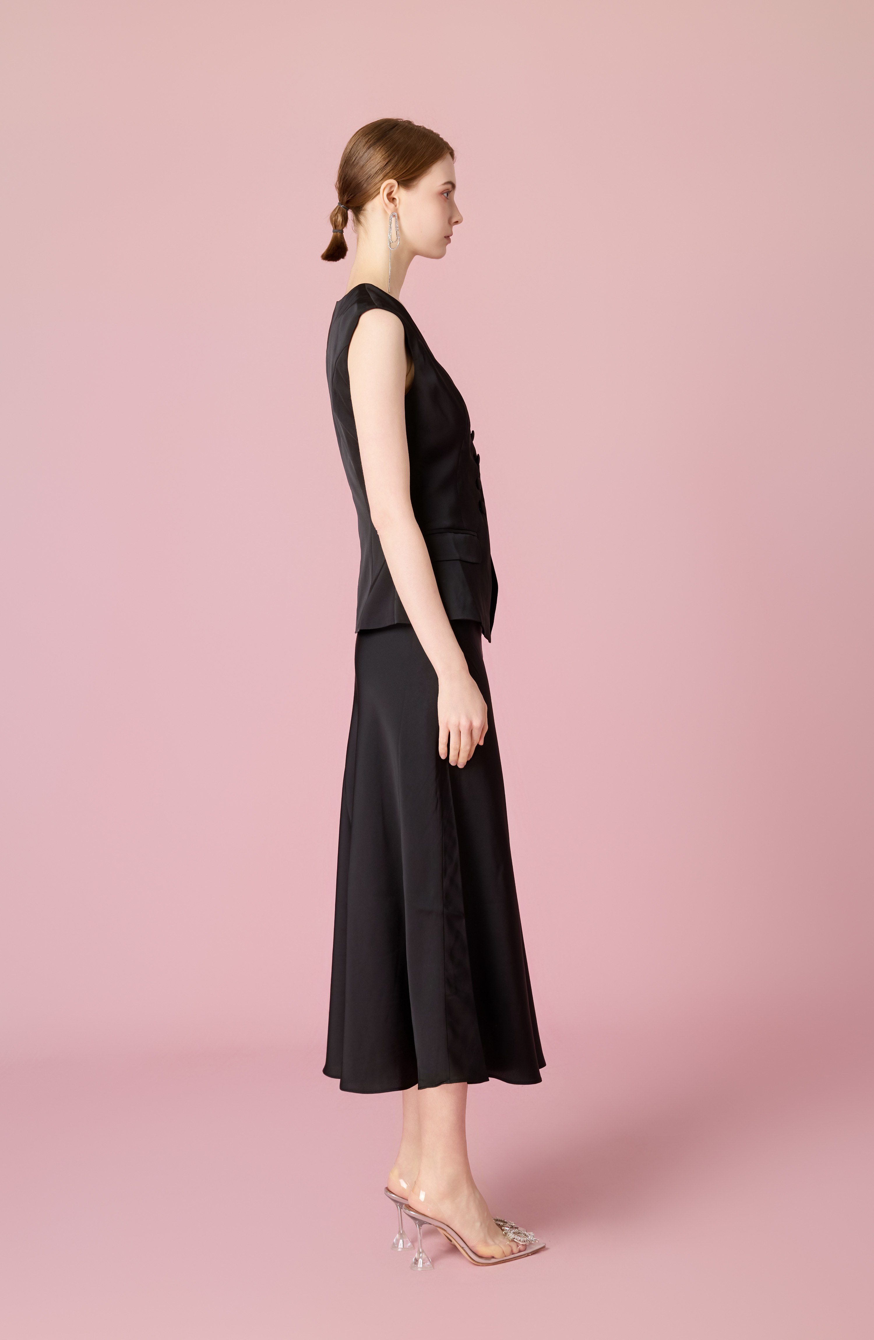 Chantele Black Sateen Vest Top