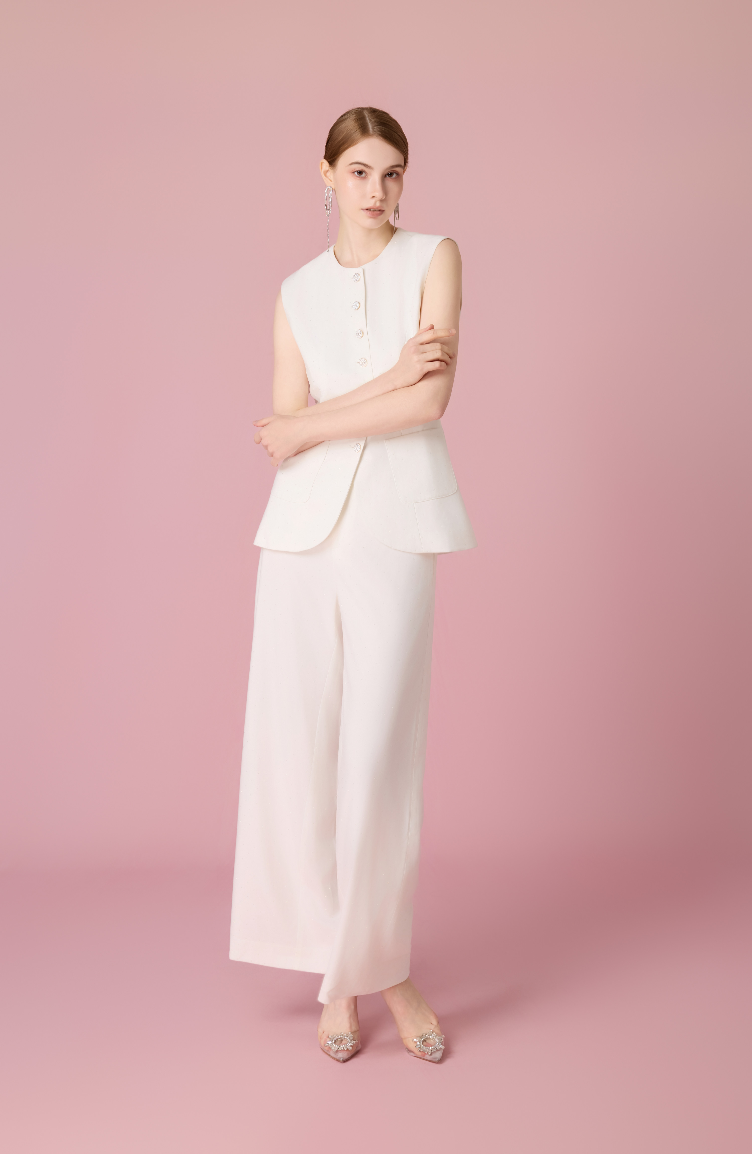 Charalin White Twinkle Vest Top