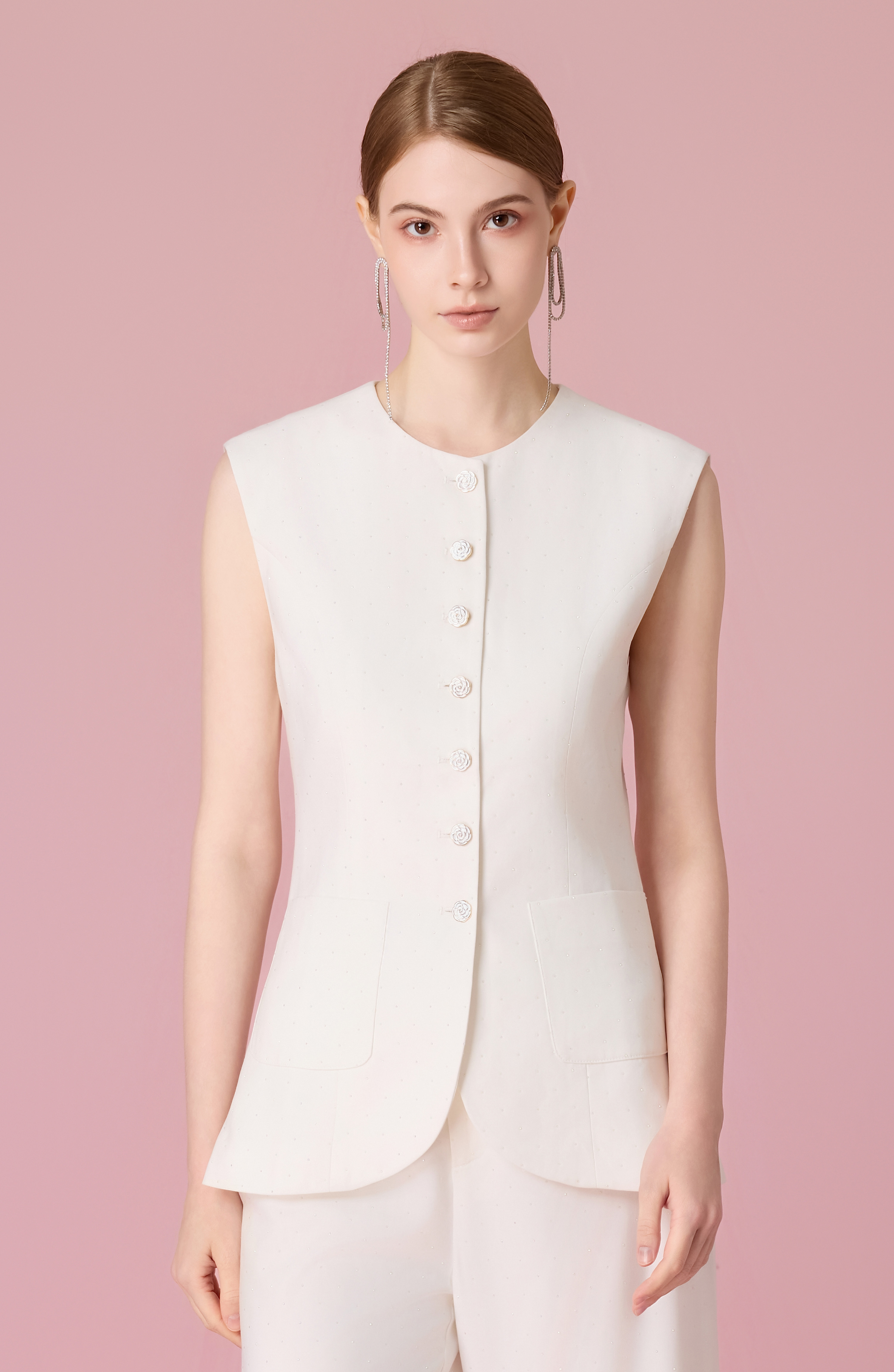 Charalin White Twinkle Vest Top