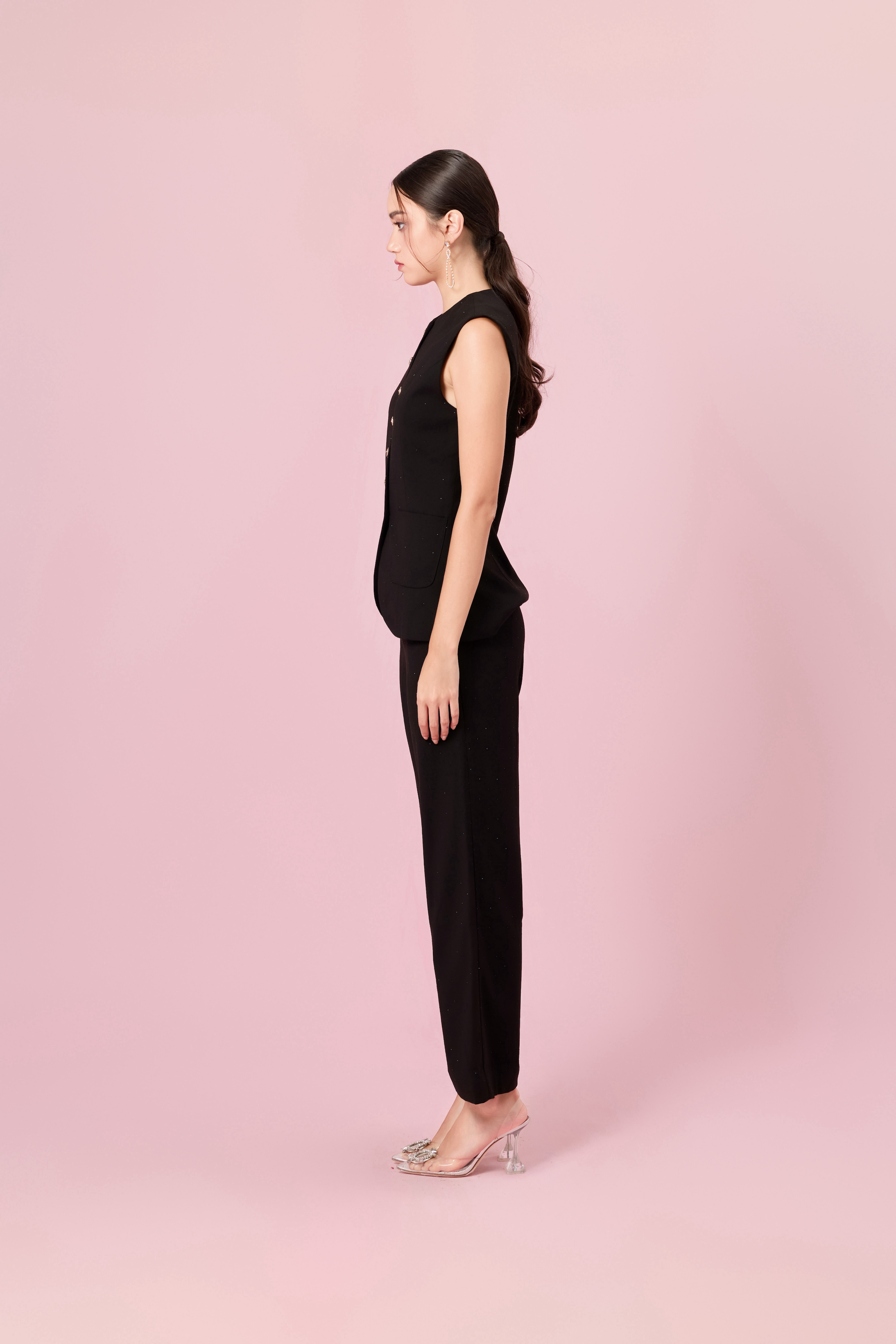 Charalin Black Twinkle Vest Top