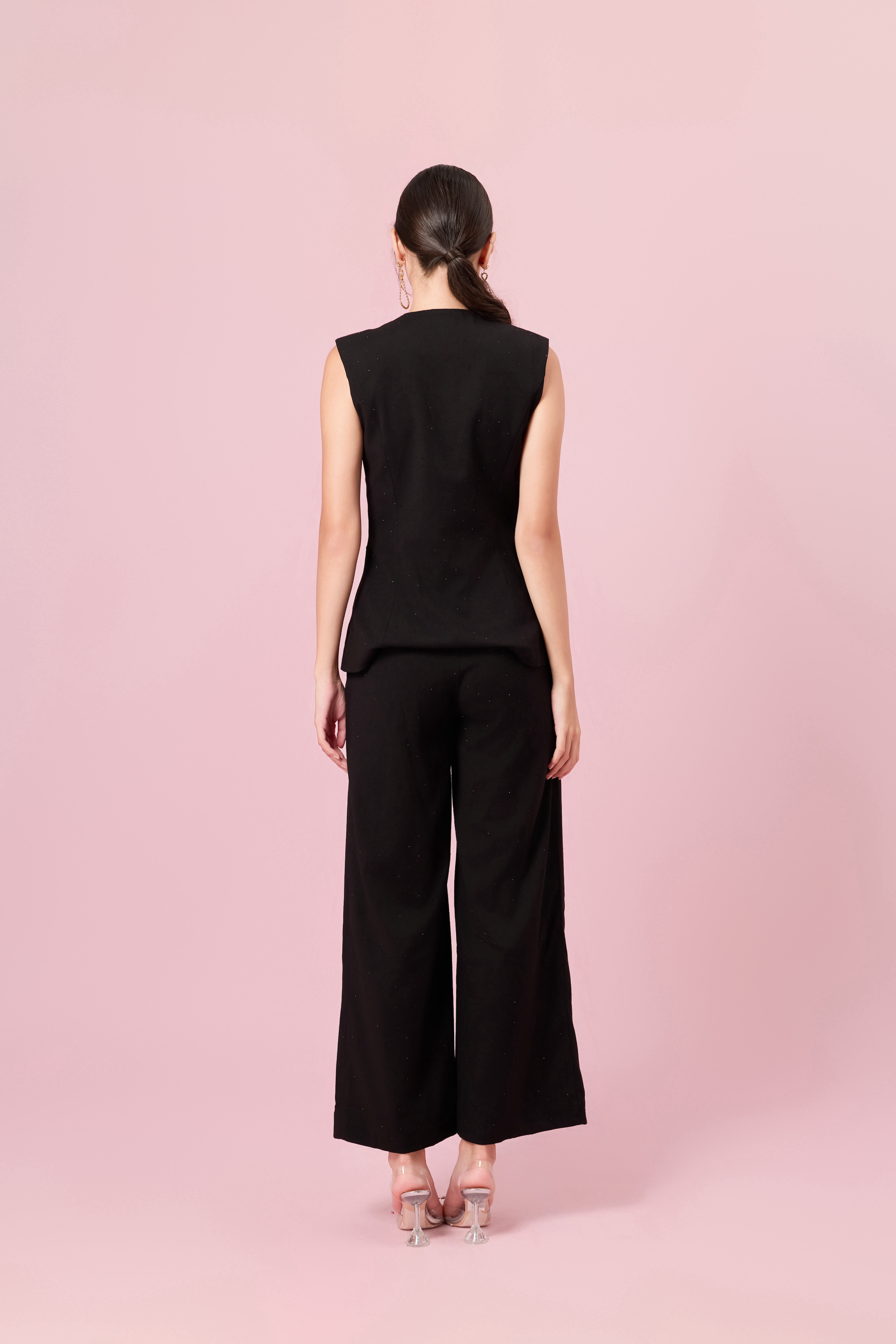 Charalin Black Twinkle Vest Top