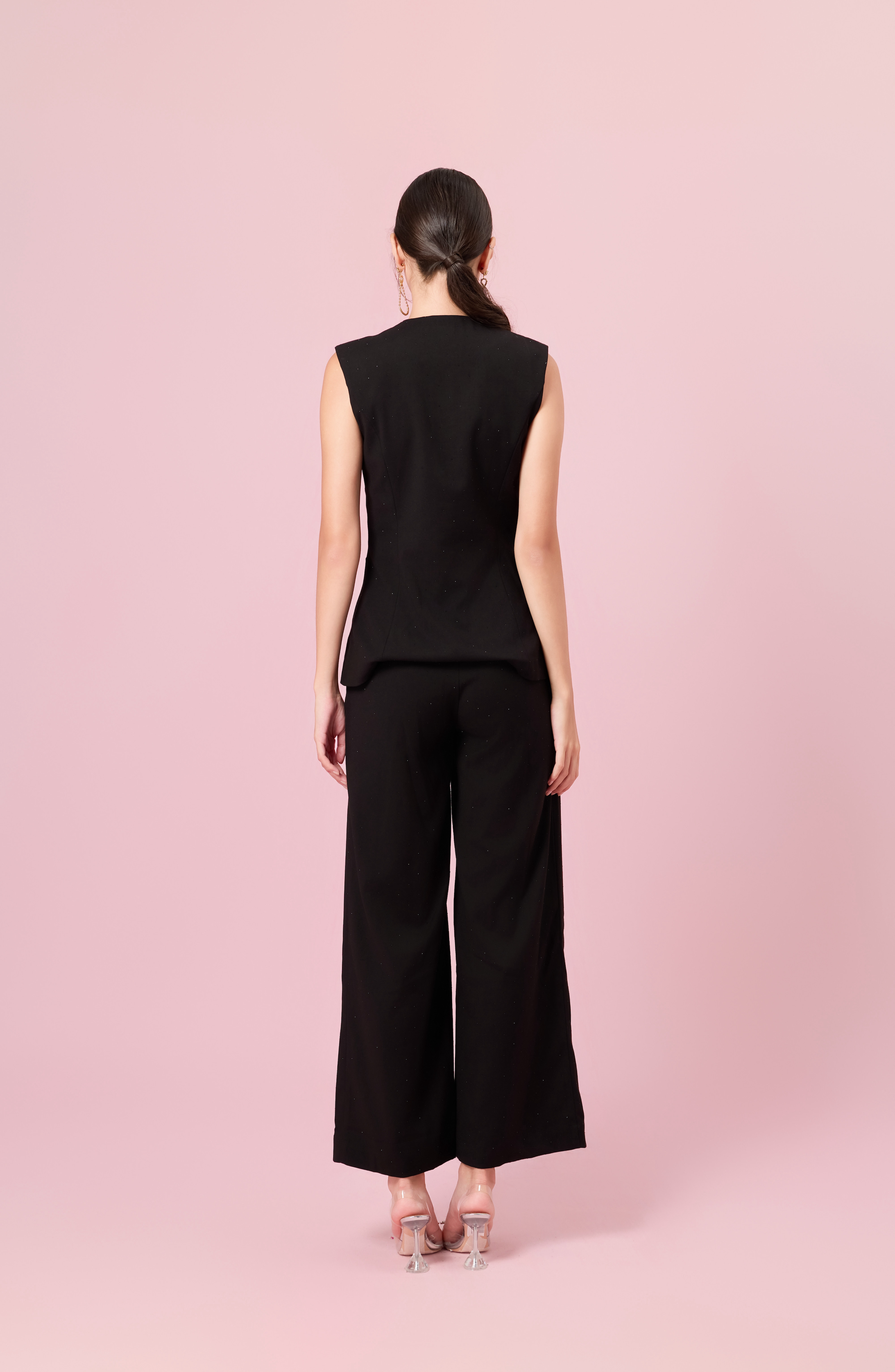 Charalin Black Twinkle Loose Fit Pants