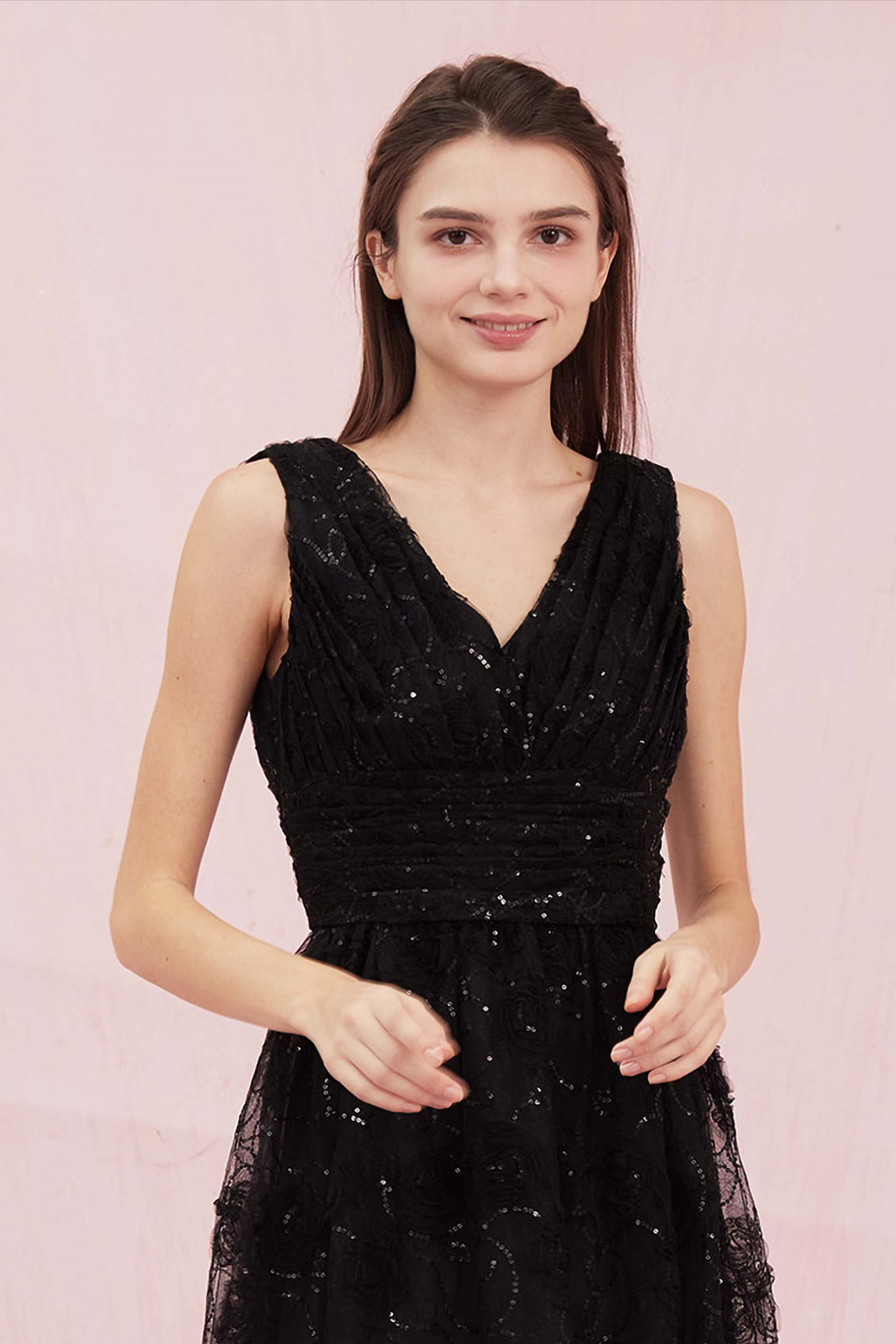 Cerese Black Mesh Midi Dress