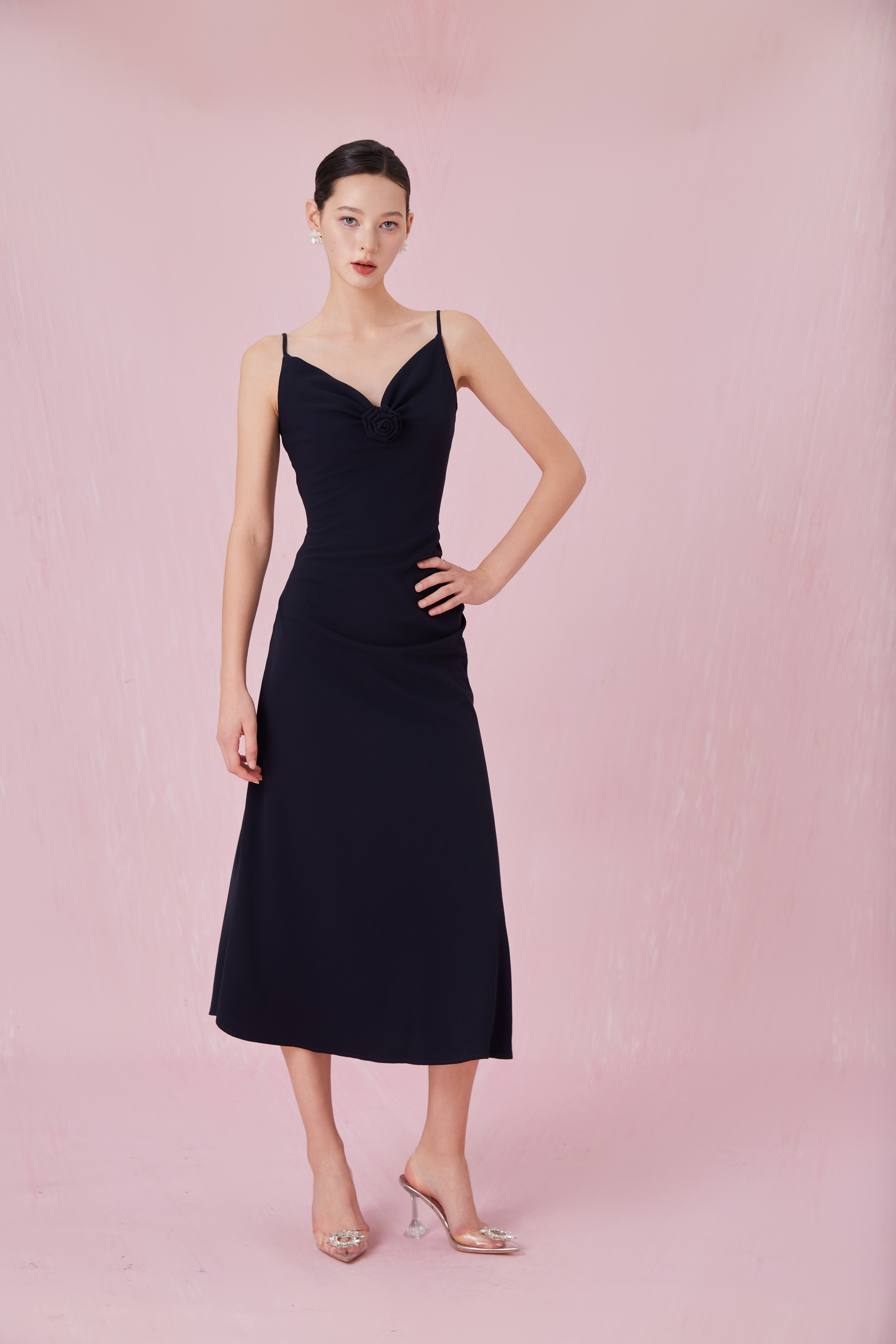 Chantela Navy Spaghetti Dress